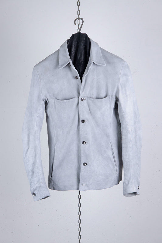HEAVY WEIGHT SHEEP WHITE LEATHER SHIRT COLLAR BLOUSON LINED BD-3