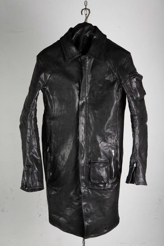 HORSE LEATHER MILITARY COAT LINED MP-4