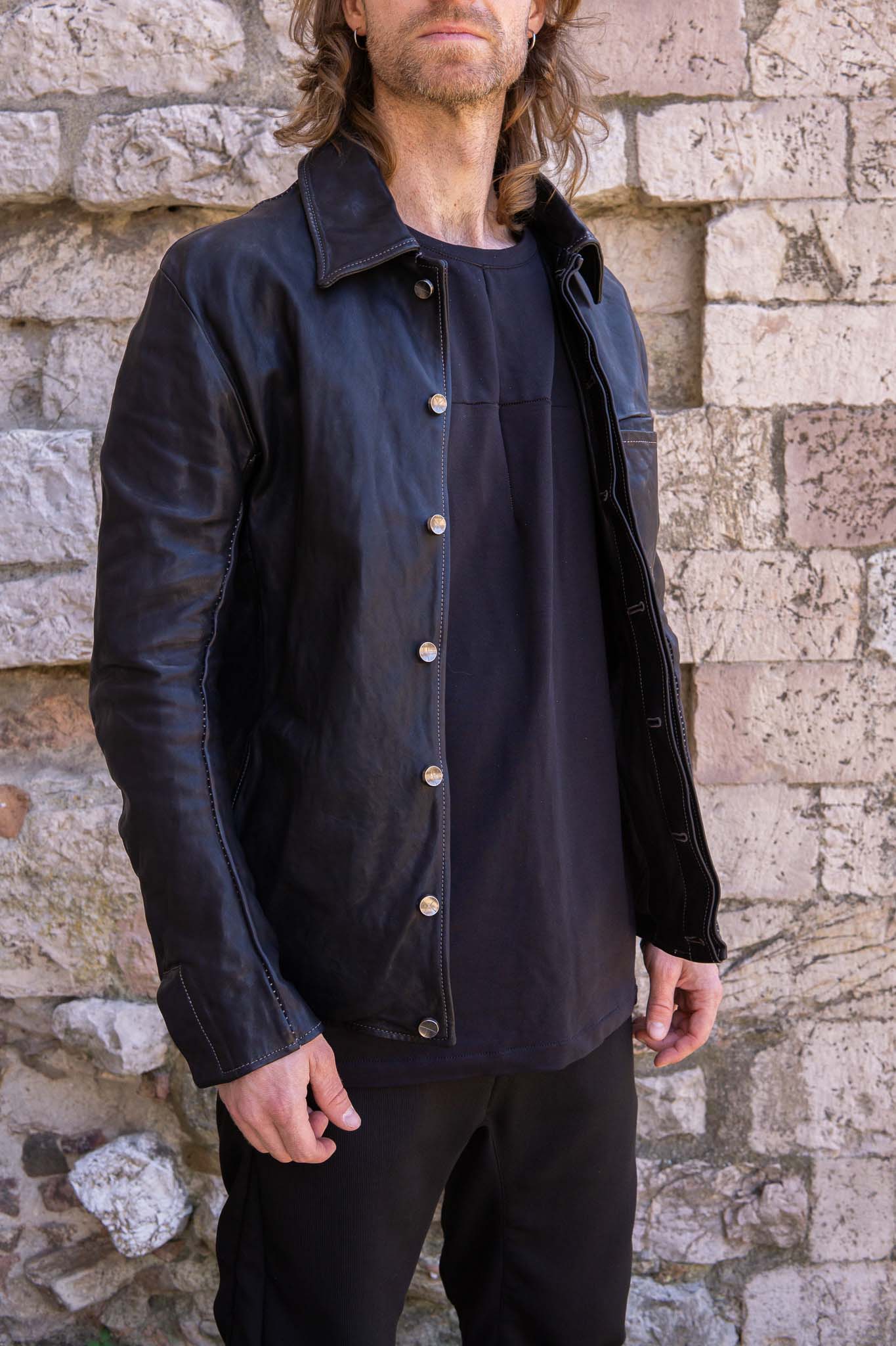 HORSE LEATHER SHIRT COLLAR BLOUSON MB-6 LINED