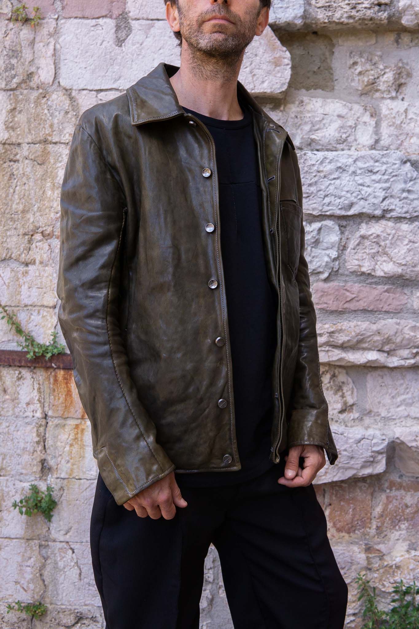 HORSE LEATHER SHIRT COLLAR BLOUSON MB-6 LINED