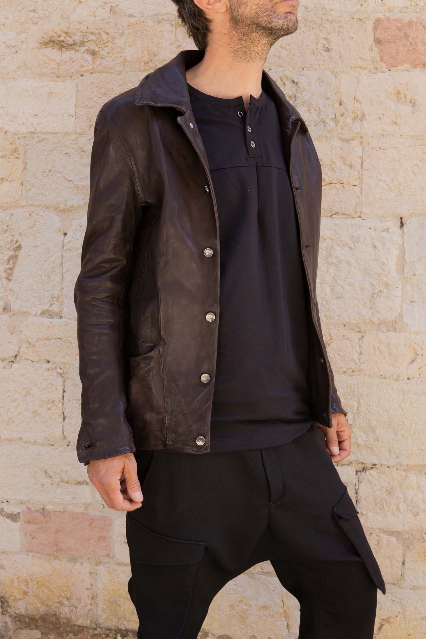 HEAVY WEIGHT SHEEP LEATHER SHIRT COLLAR JACKET JJ-5B LINED