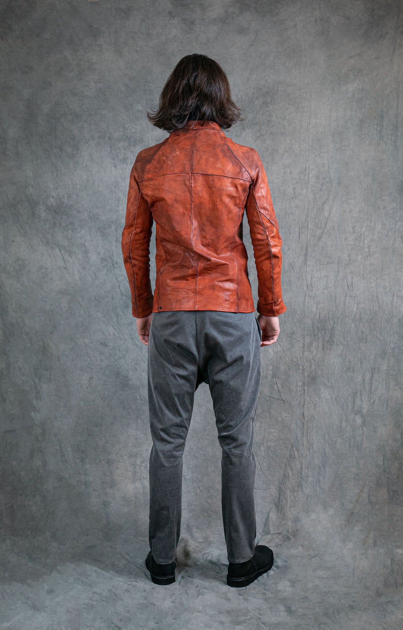 HORSE LEATHER COLLARLESS BIKER JACKET JB-4