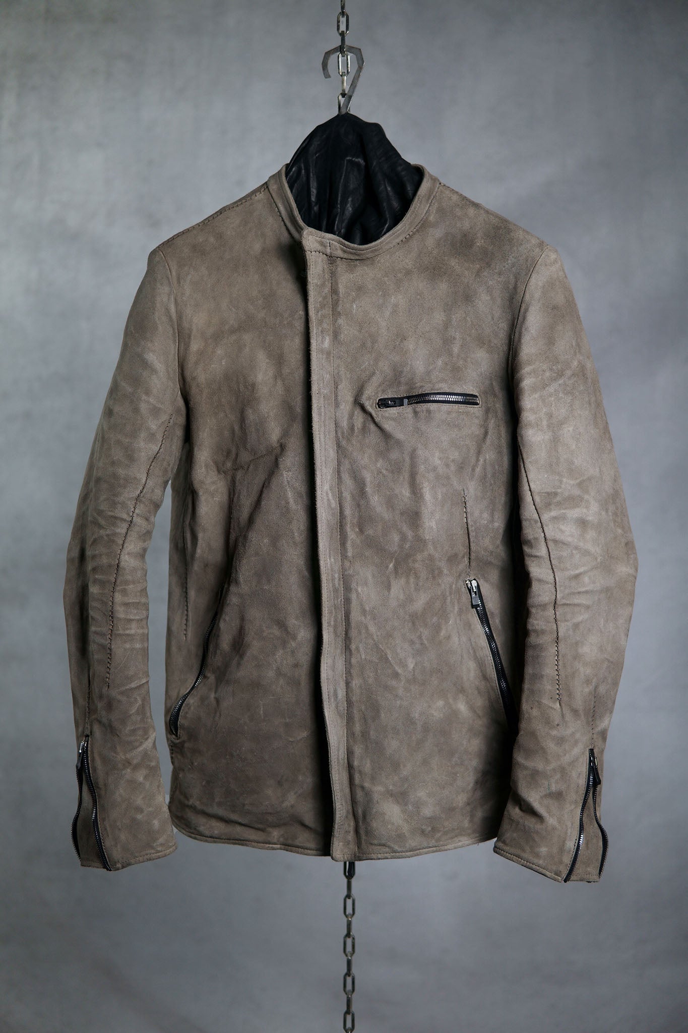 HORSE LEATHER JEAN JACKET WITH ONE PIECE SLEEVES – incarnation STORE