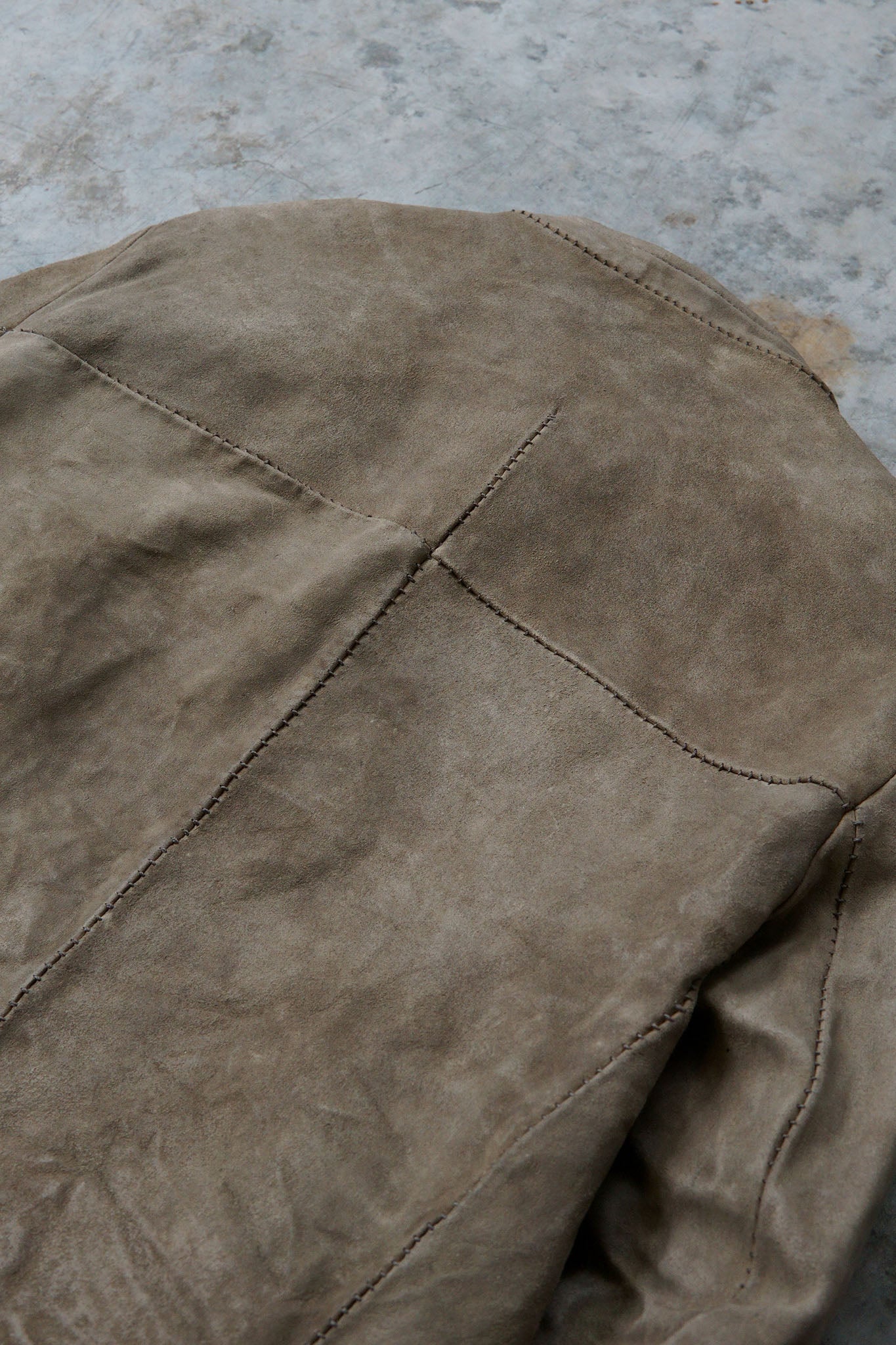 HORSE LEATHER STAND UP COLLAR JACKET WITH ONE PIECE SLEEVES