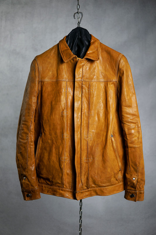 CALF LEATHER "JEAN" JACKET WITH ONE PIECE SLEEVES #2