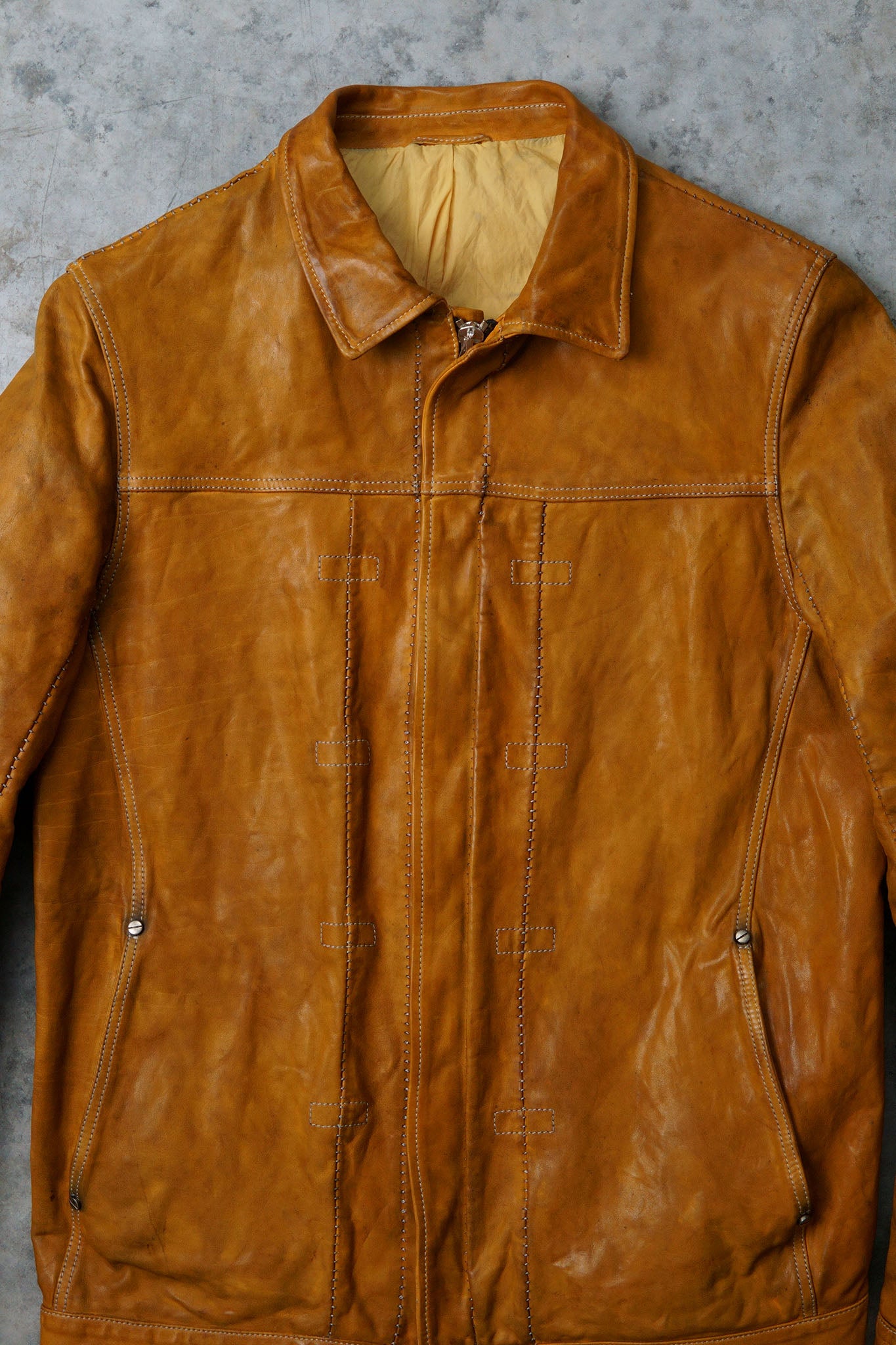 CALF LEATHER "JEAN" JACKET WITH ONE PIECE SLEEVES #2