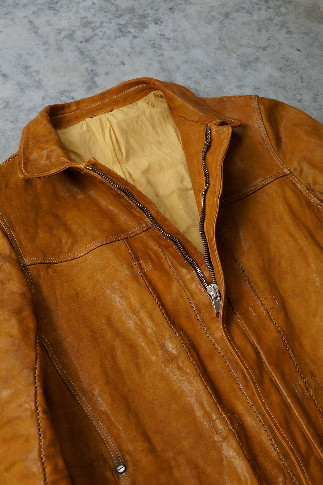 CALF LEATHER "JEAN" JACKET WITH ONE PIECE SLEEVES #2