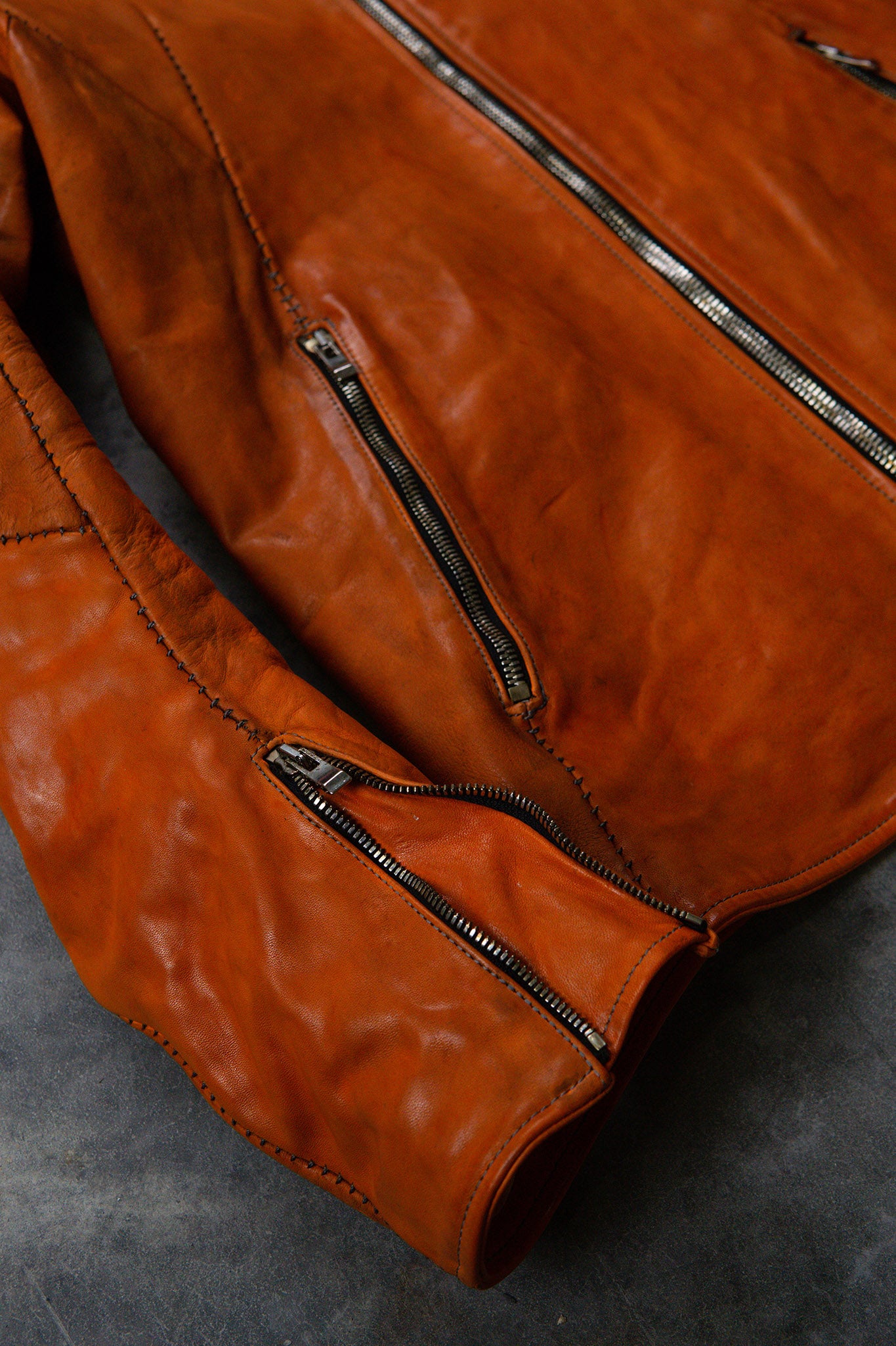 HORSE LEATHER COLLARLESS BIKER JACKET JB-4