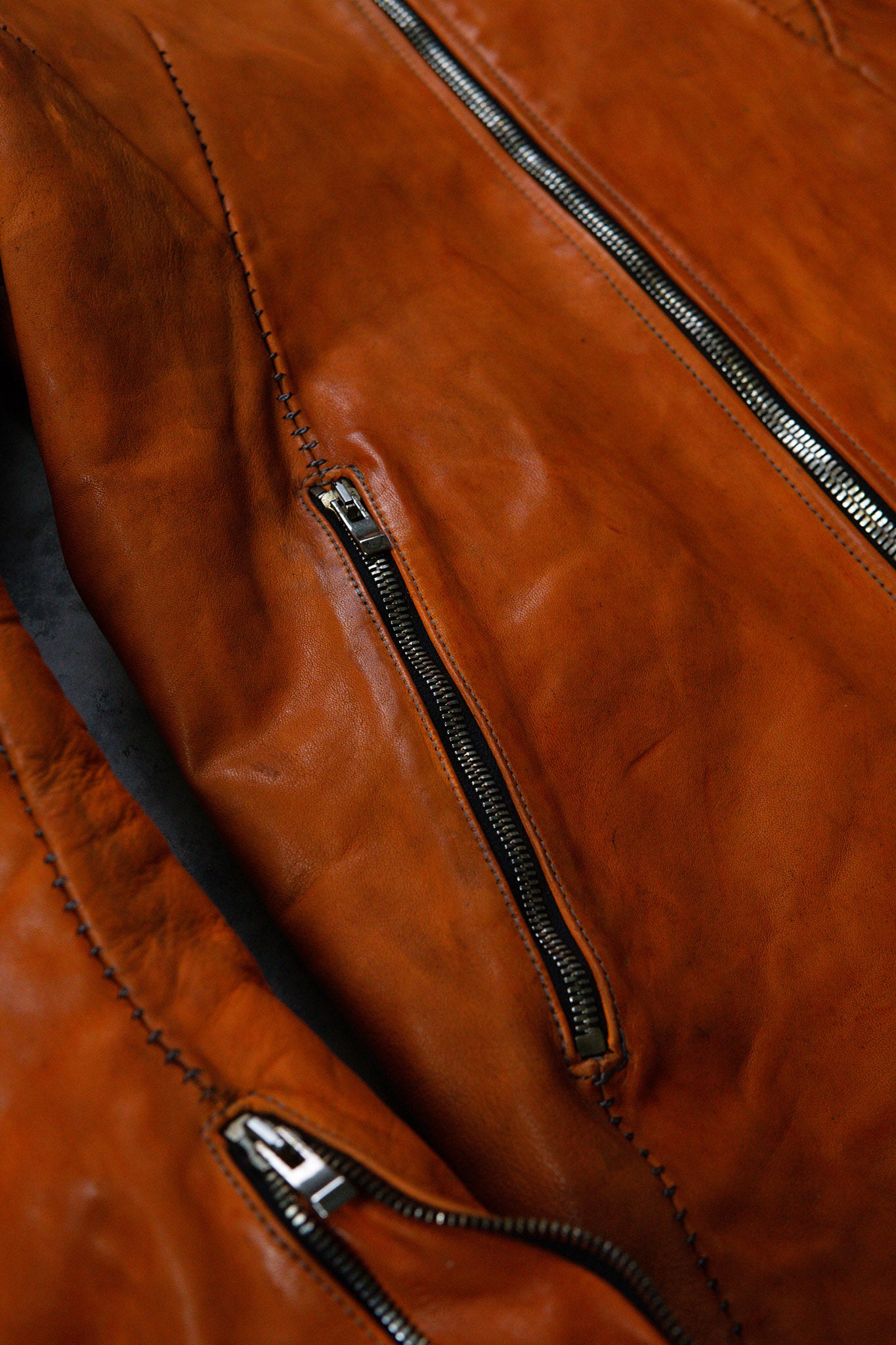 HORSE LEATHER COLLARLESS BIKER JACKET JB-4