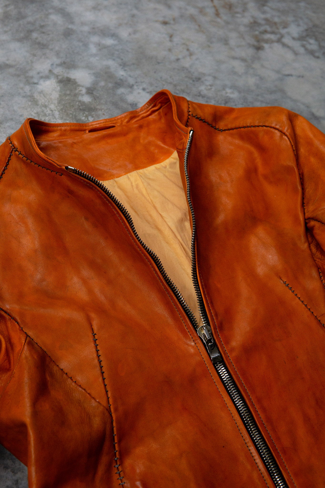 HORSE LEATHER COLLARLESS BIKER JACKET JB-4