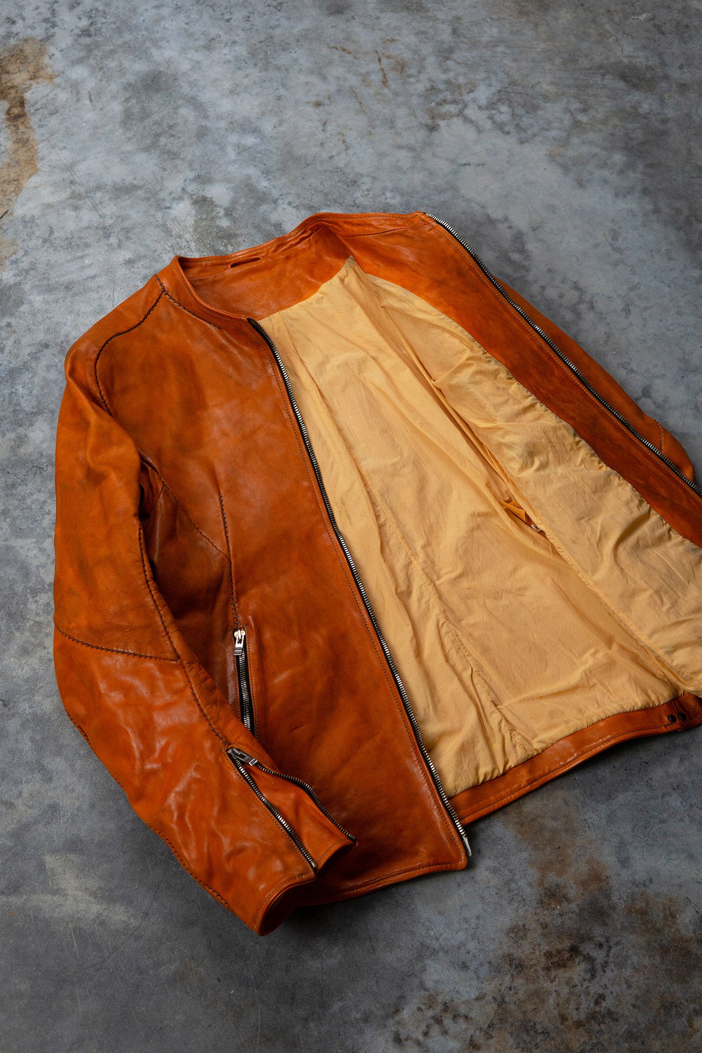 HORSE LEATHER COLLARLESS BIKER JACKET JB-4