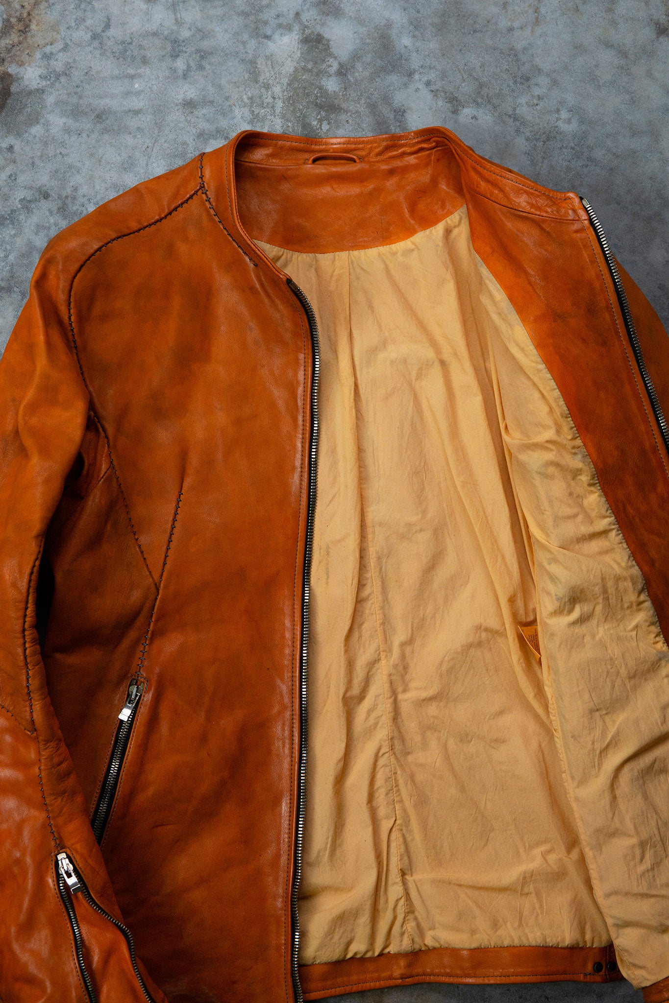 HORSE LEATHER COLLARLESS BIKER JACKET JB-4