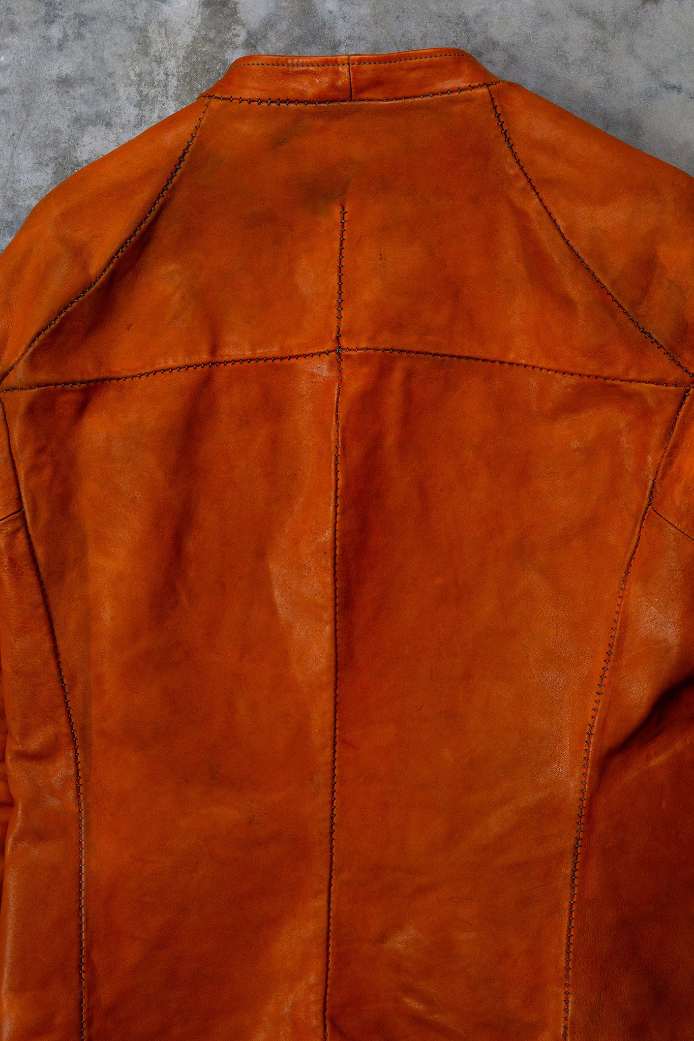 HORSE LEATHER COLLARLESS BIKER JACKET JB-4