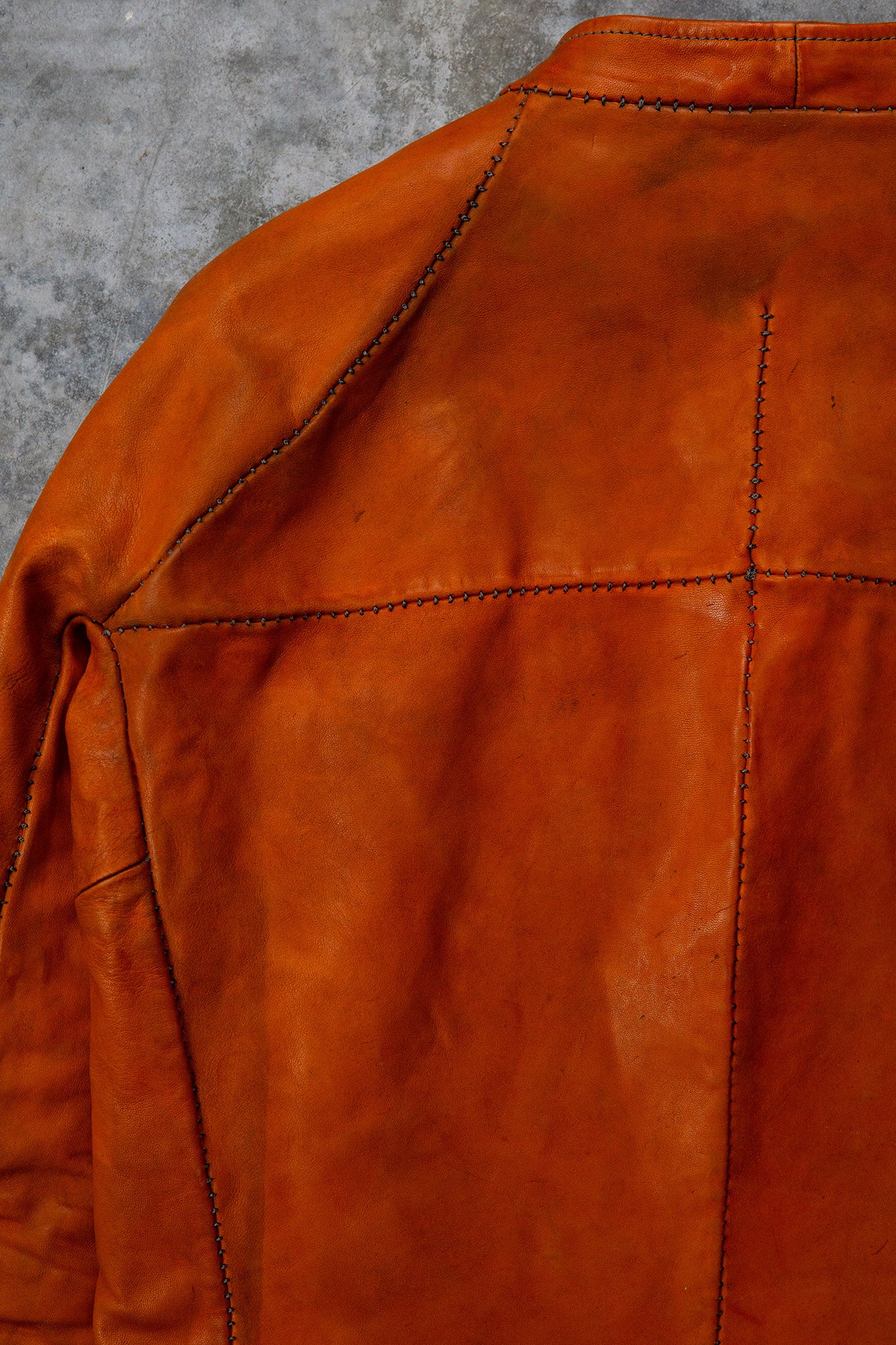 HORSE LEATHER COLLARLESS BIKER JACKET JB-4