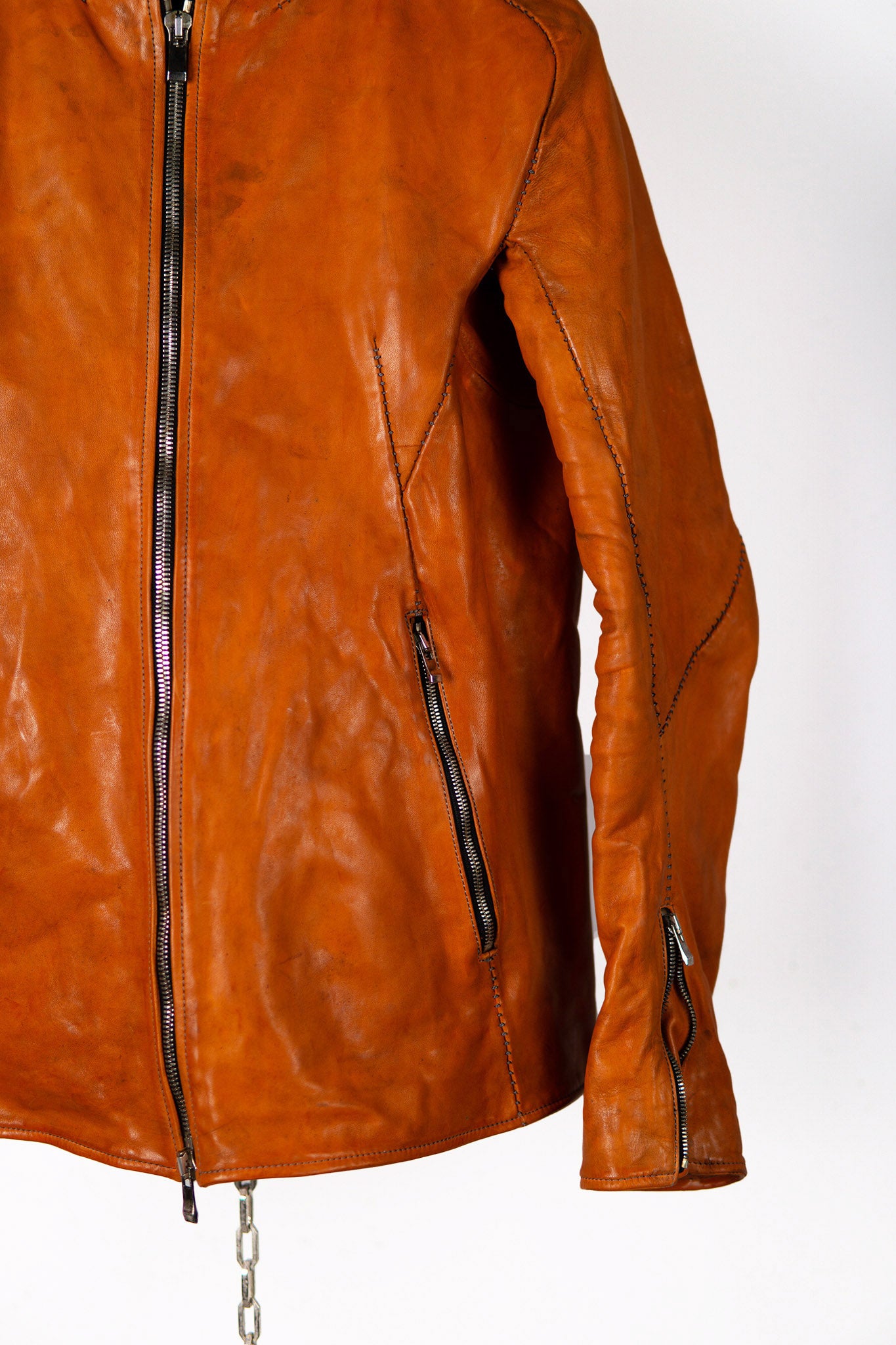 HORSE LEATHER COLLARLESS BIKER JACKET JB-4