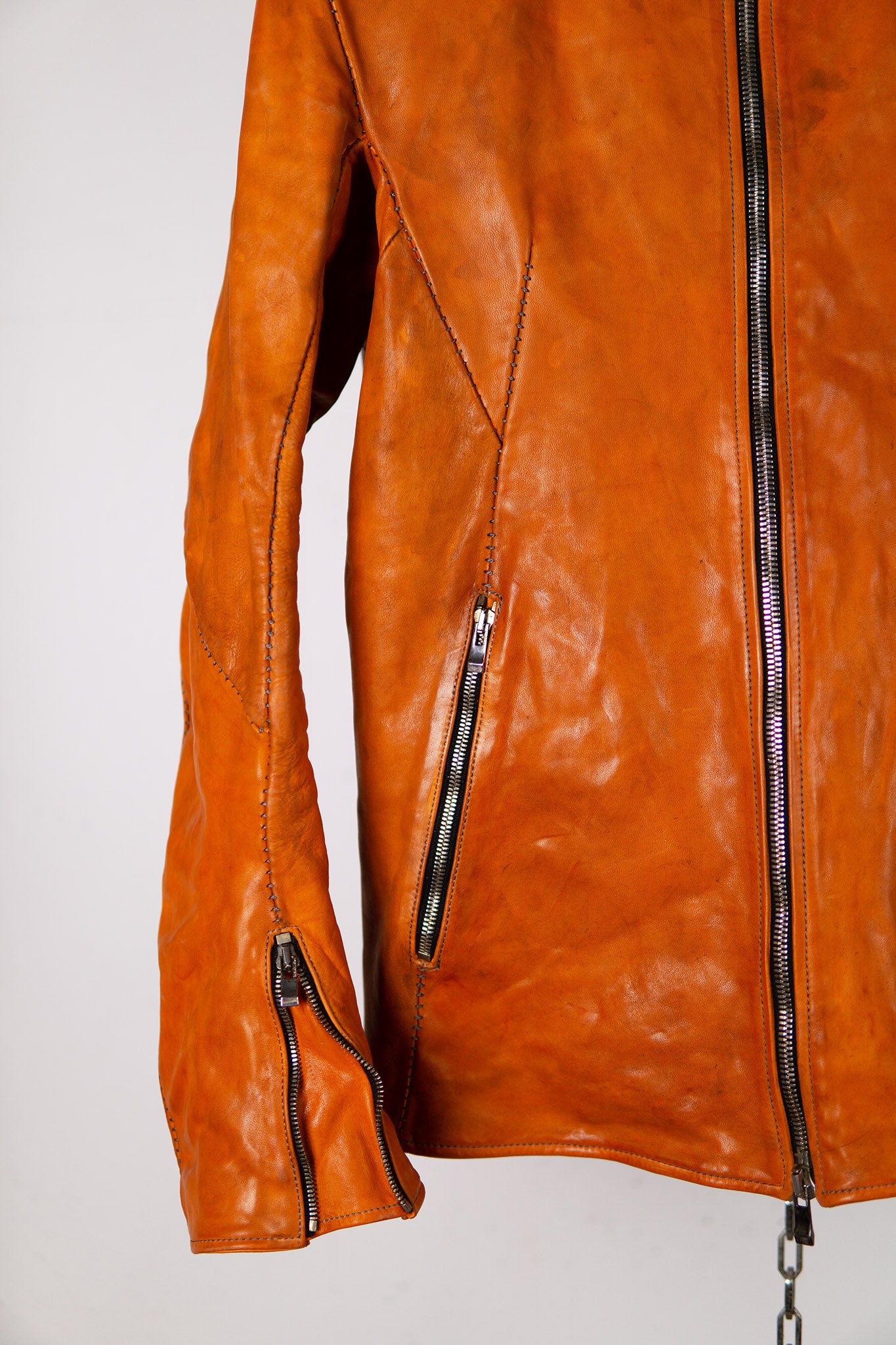 HORSE LEATHER COLLARLESS BIKER JACKET JB-4