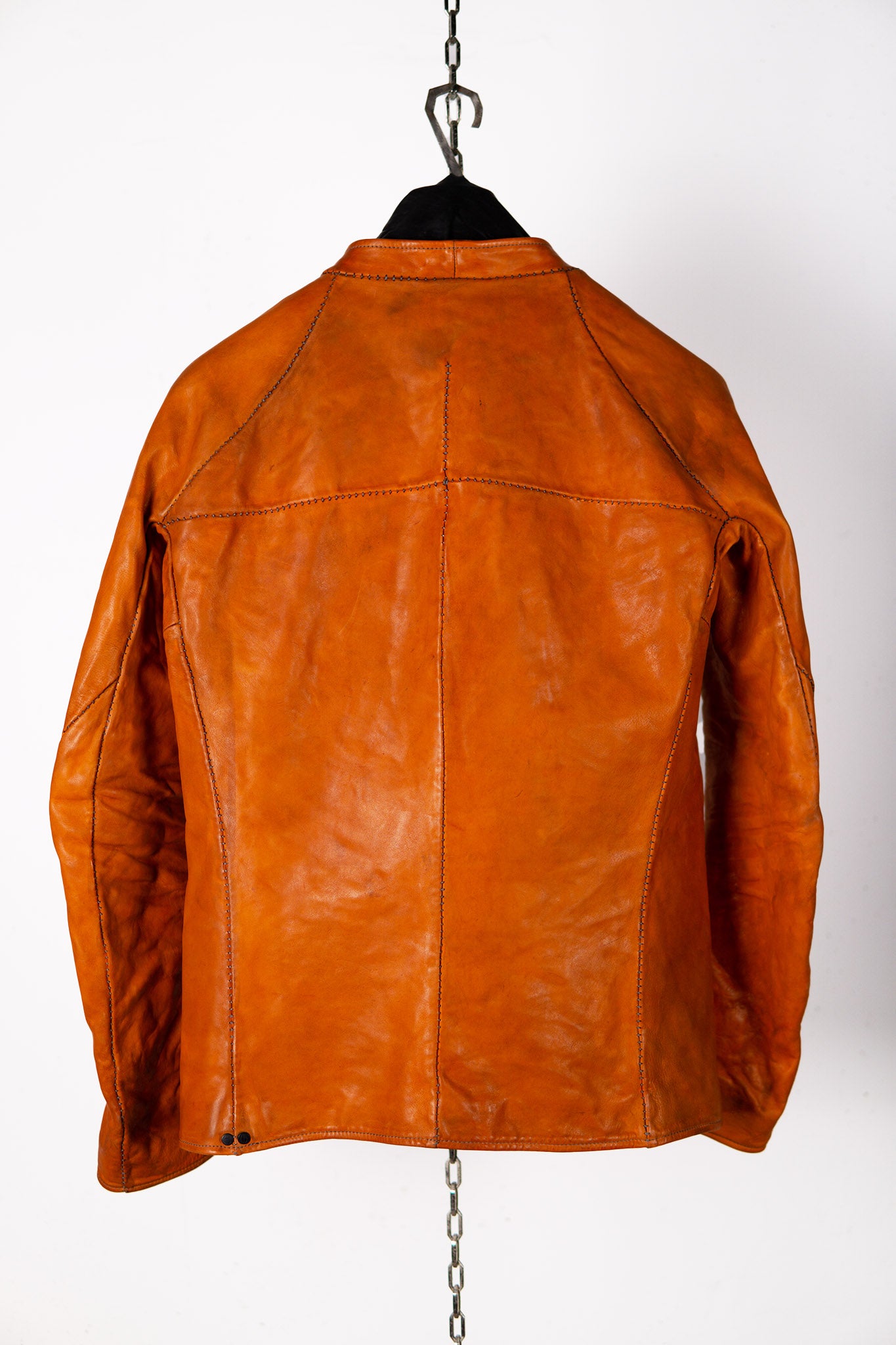 HORSE LEATHER COLLARLESS BIKER JACKET JB-4