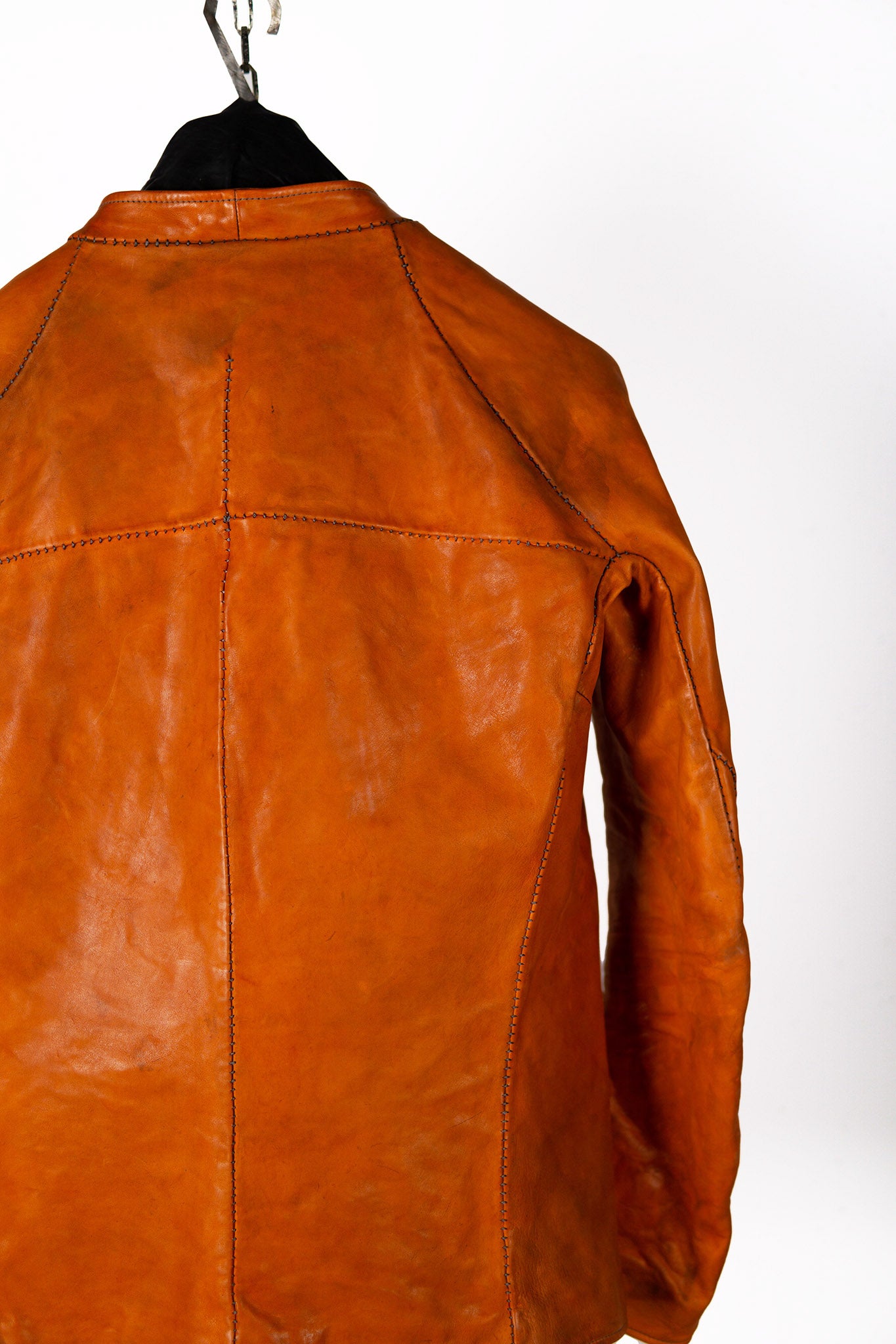 HORSE LEATHER COLLARLESS BIKER JACKET JB-4
