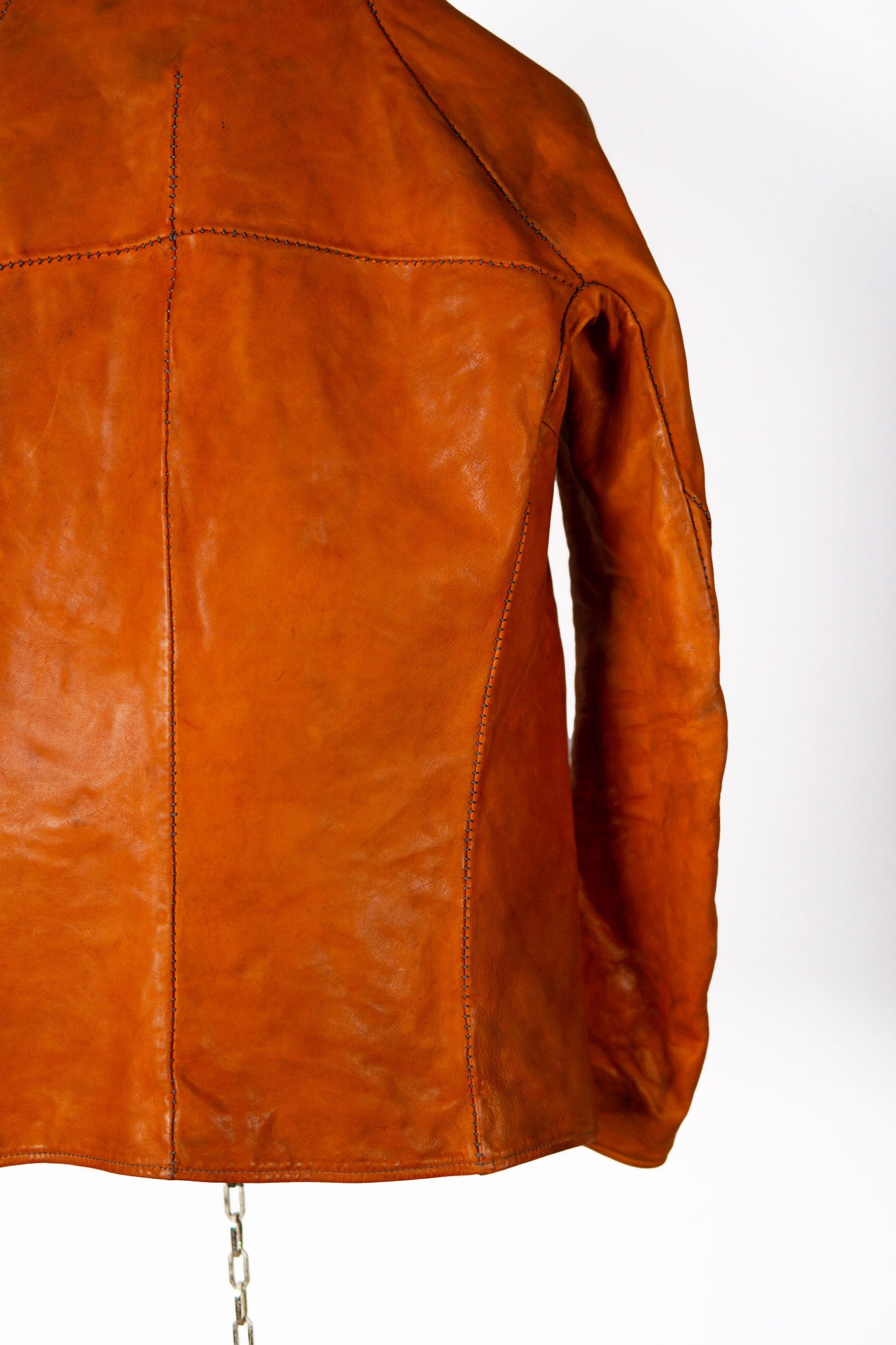 HORSE LEATHER COLLARLESS BIKER JACKET JB-4