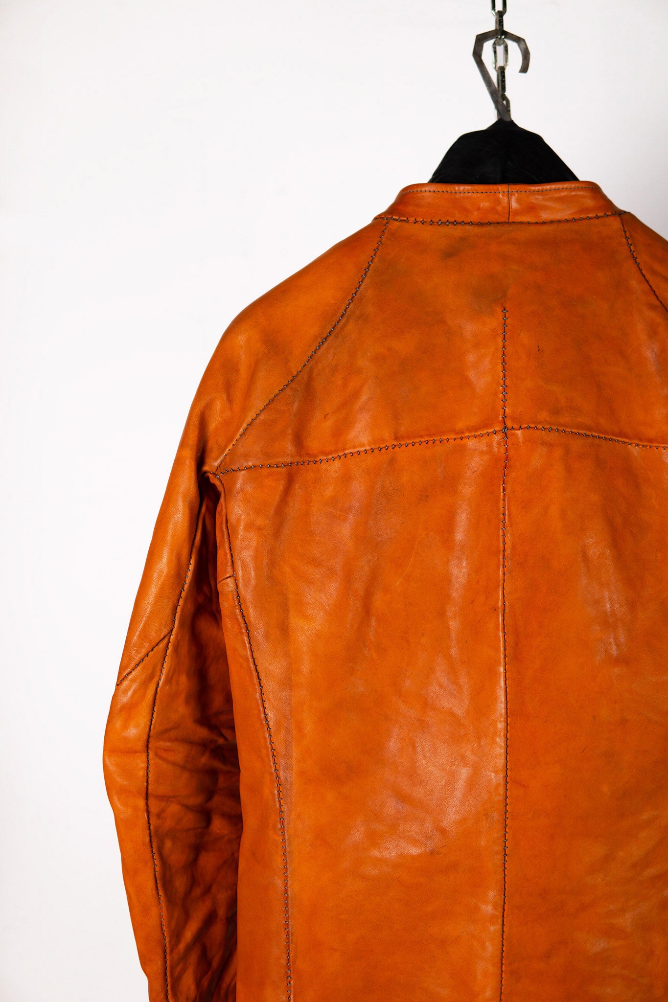 HORSE LEATHER COLLARLESS BIKER JACKET JB-4