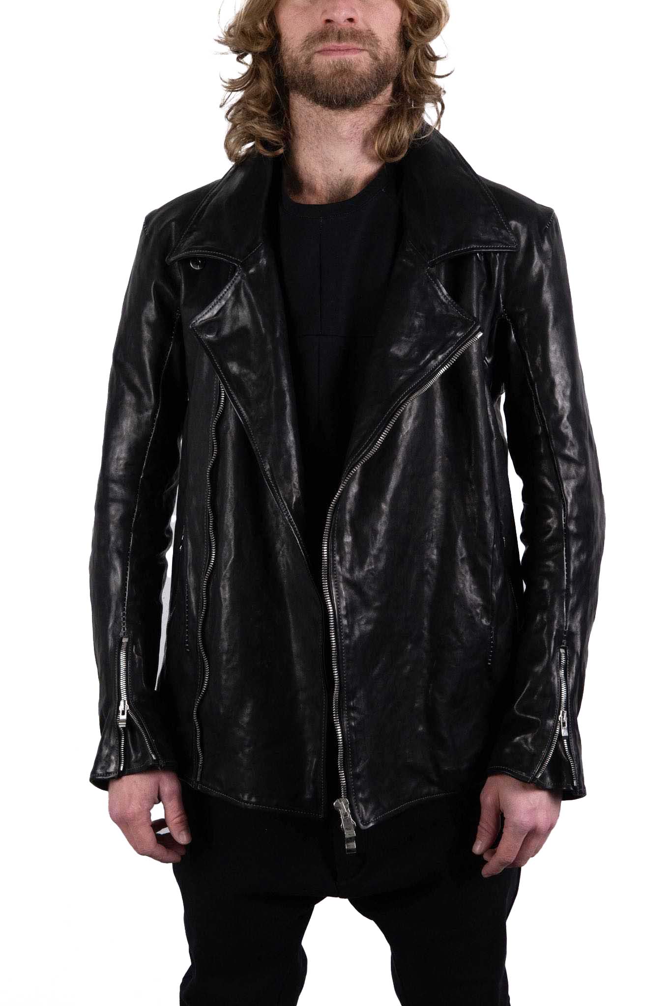 HORSE LEATHER DOUBLE BREAST MOTO LINED JB-3