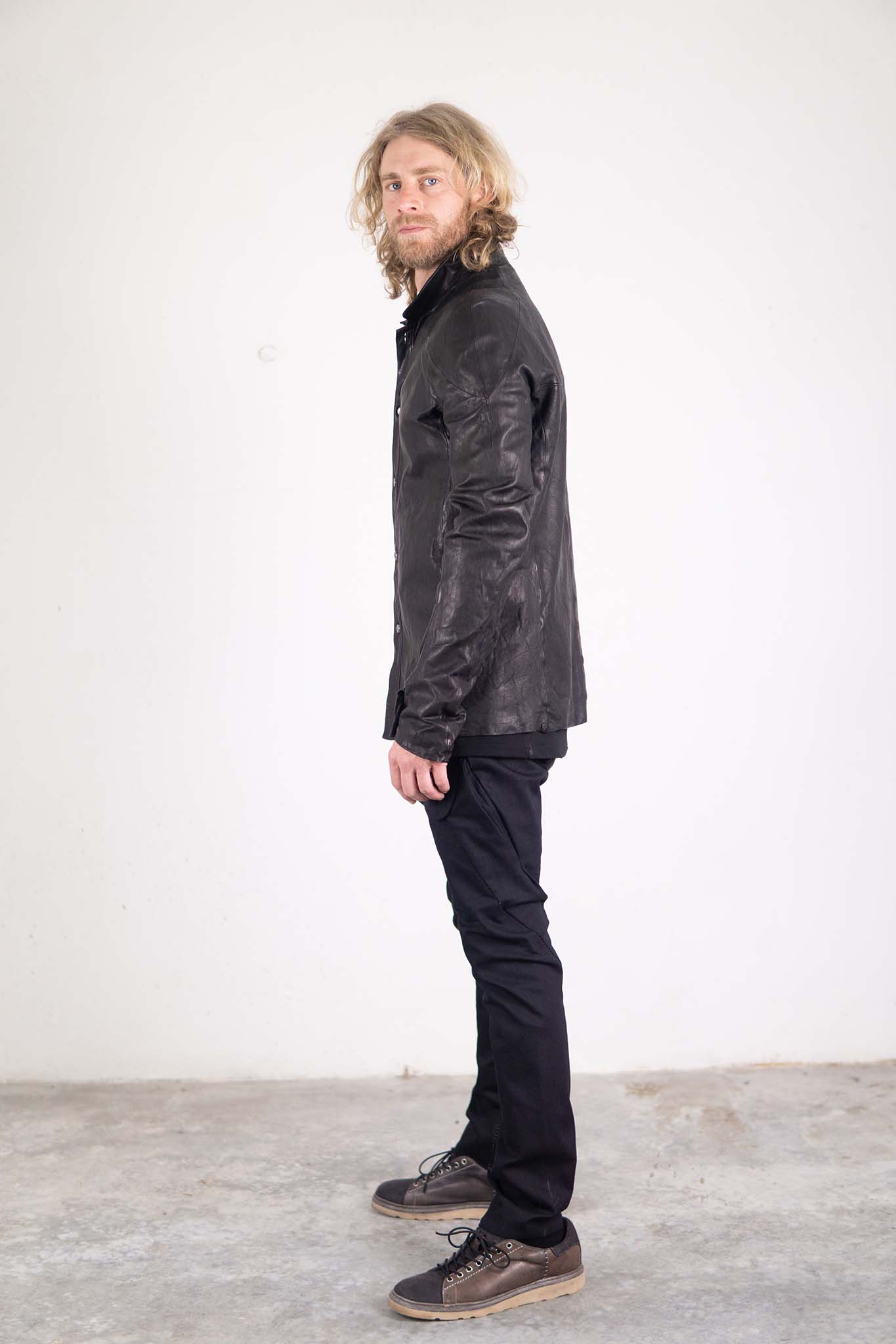 SHEEP LEATHER SHIRT B/D LINED JS-2