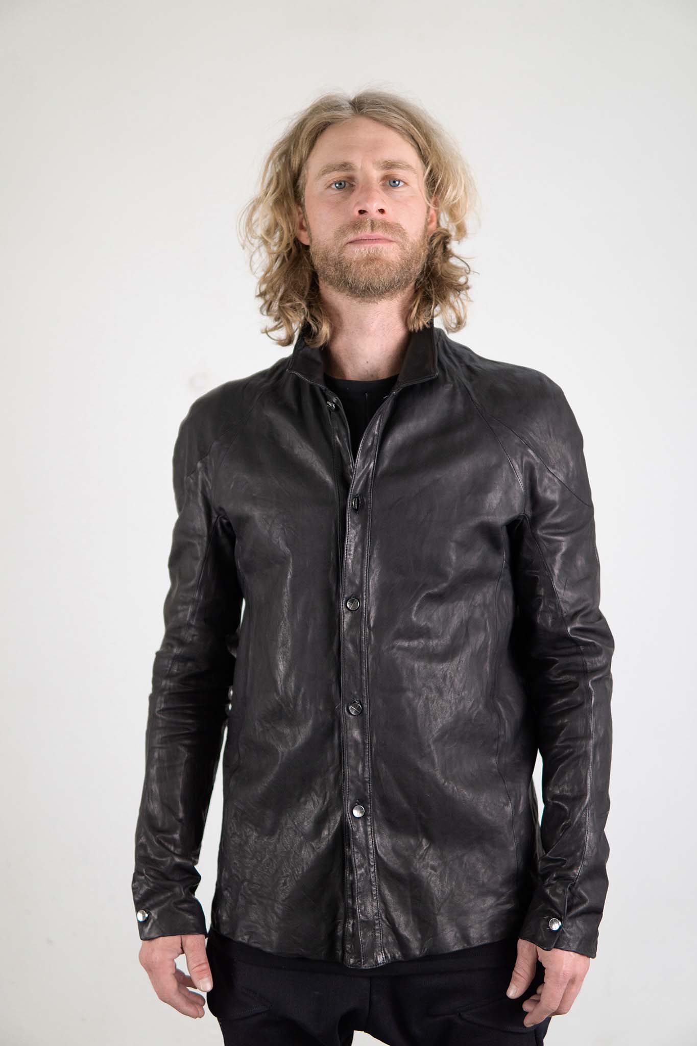 SHEEP LEATHER SHIRT B/D LINED JS-2