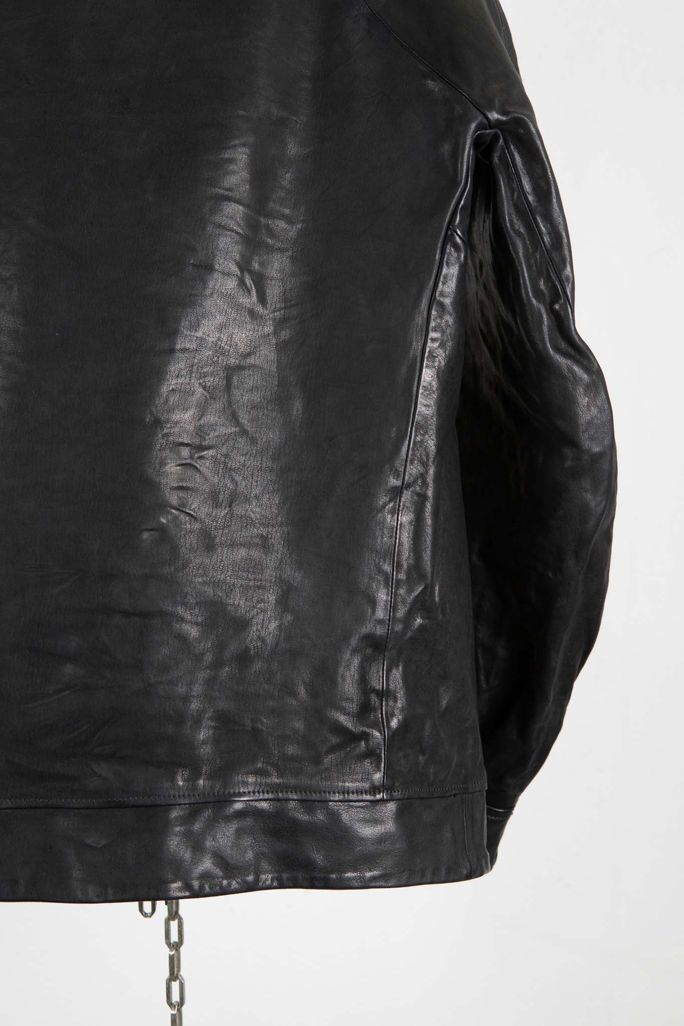 CALF SHOULDER LEATHER ZIP FRONT BLOUSON LINED  SJ-1