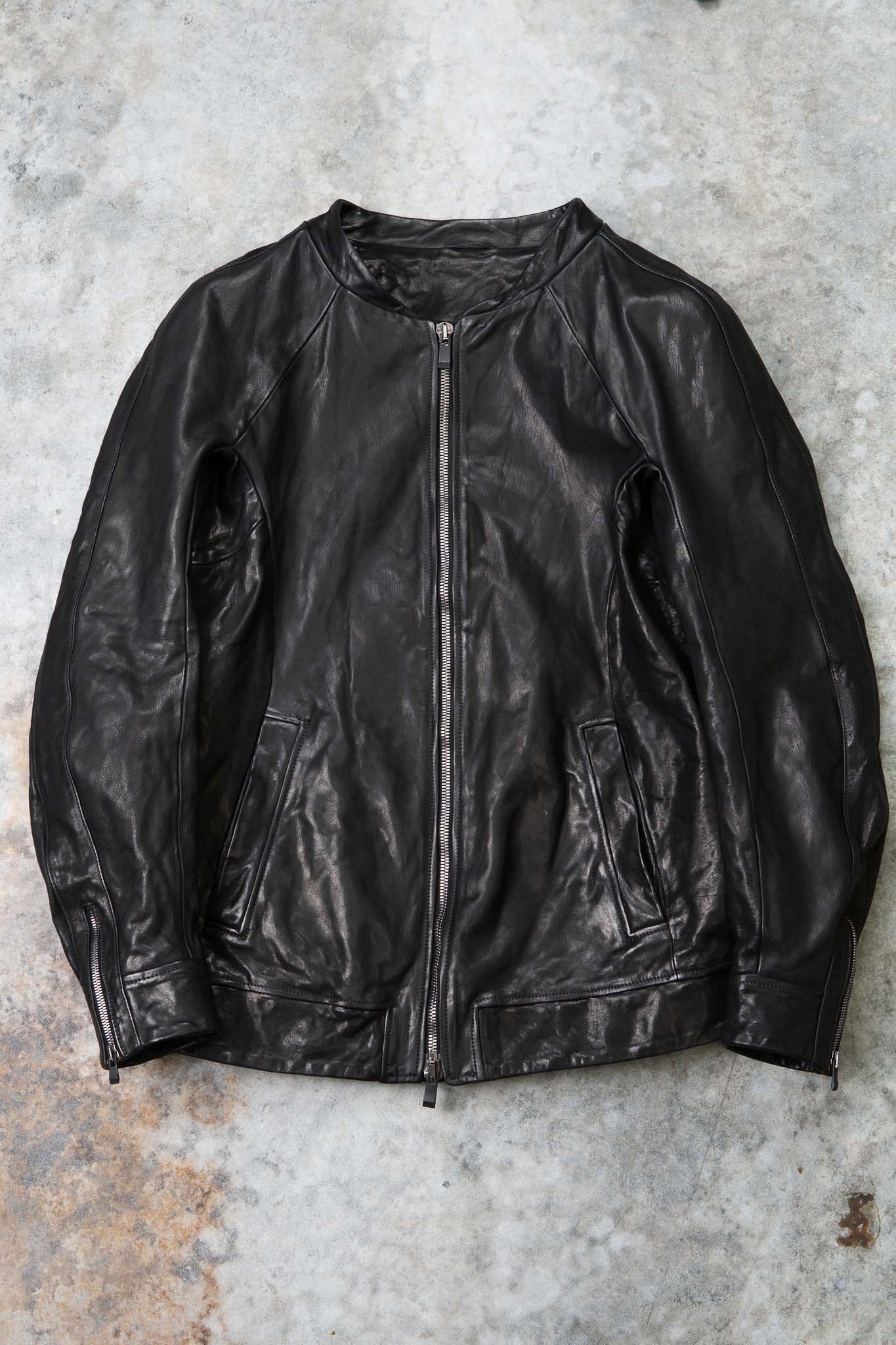CALF SHOULDER LEATHER ZIP FRONT BLOUSON LINED  SJ-1