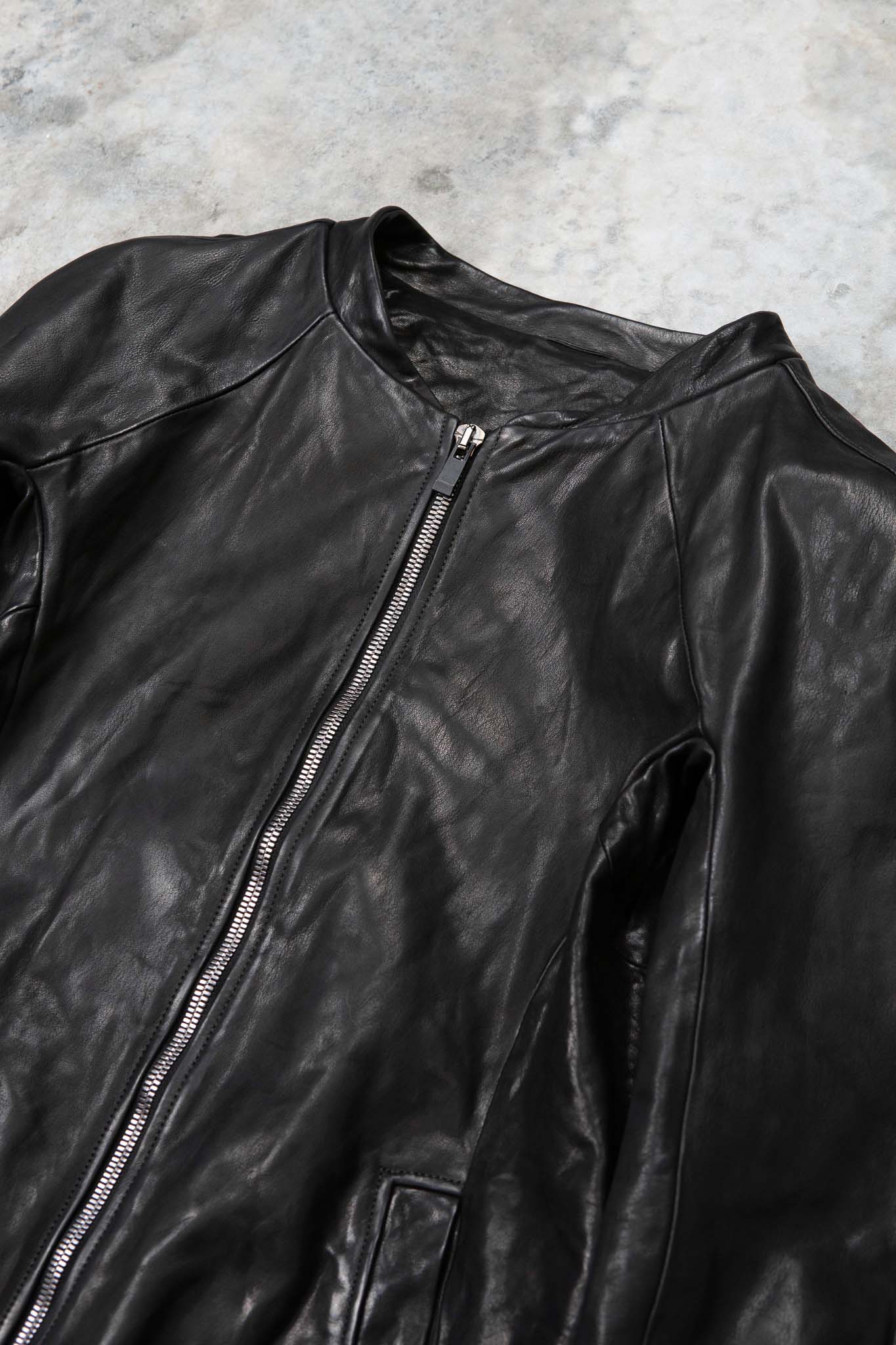 CALF SHOULDER LEATHER ZIP FRONT BLOUSON LINED  SJ-1