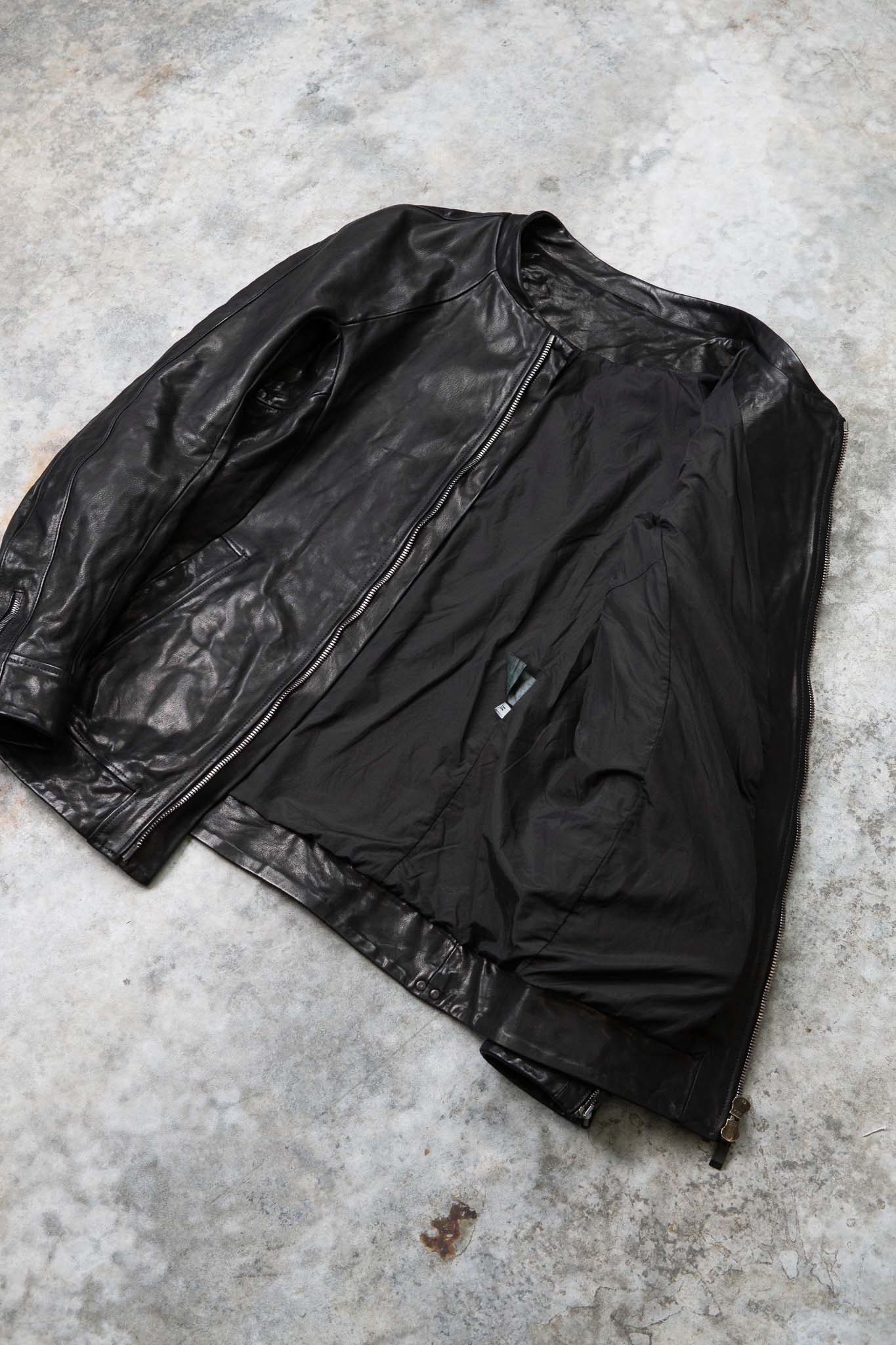 CALF SHOULDER LEATHER ZIP FRONT BLOUSON LINED  SJ-1