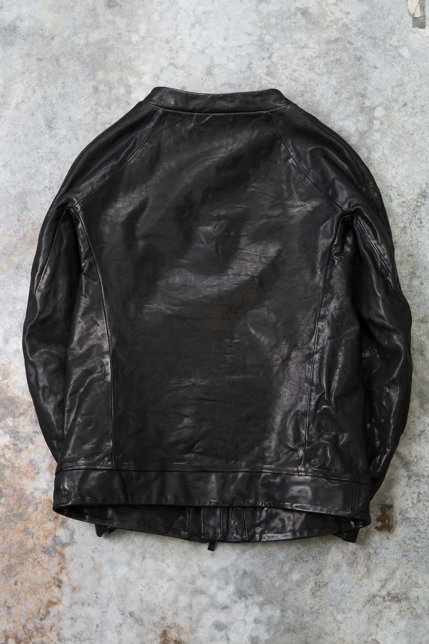 CALF SHOULDER LEATHER ZIP FRONT BLOUSON LINED  SJ-1