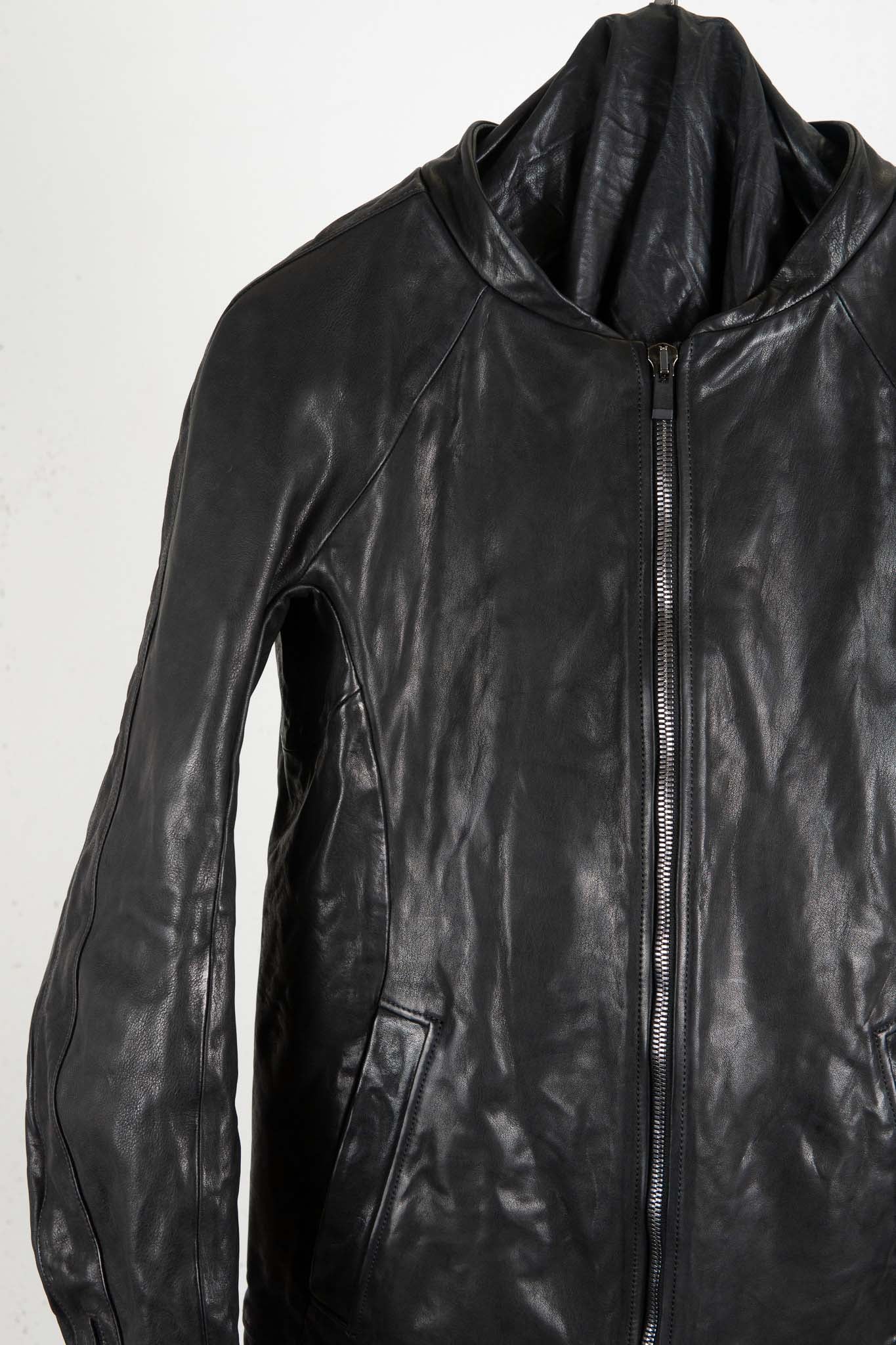 CALF SHOULDER LEATHER ZIP FRONT BLOUSON LINED  SJ-1
