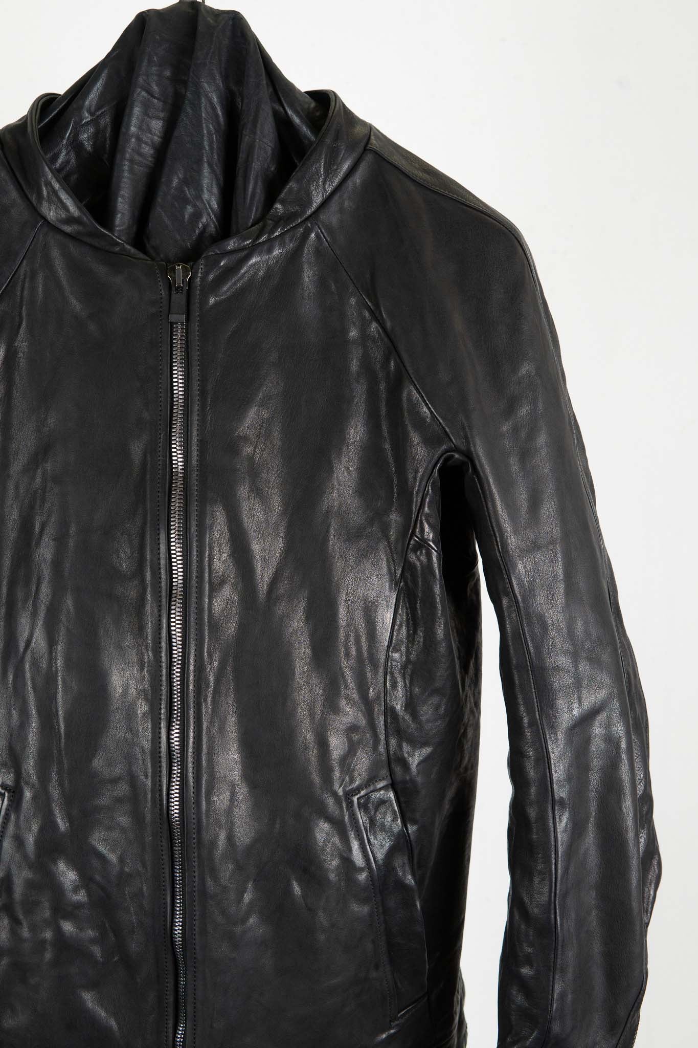 CALF SHOULDER LEATHER ZIP FRONT BLOUSON LINED  SJ-1