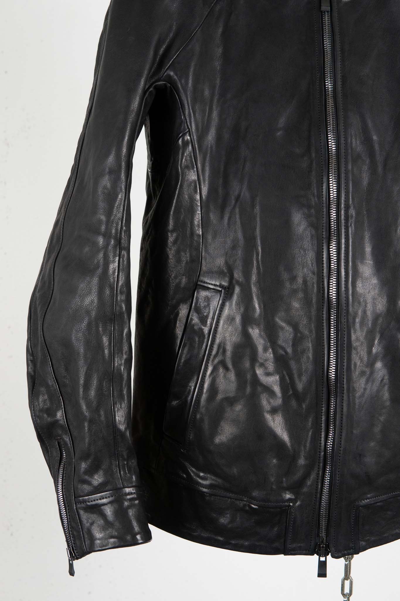 CALF SHOULDER LEATHER ZIP FRONT BLOUSON LINED  SJ-1