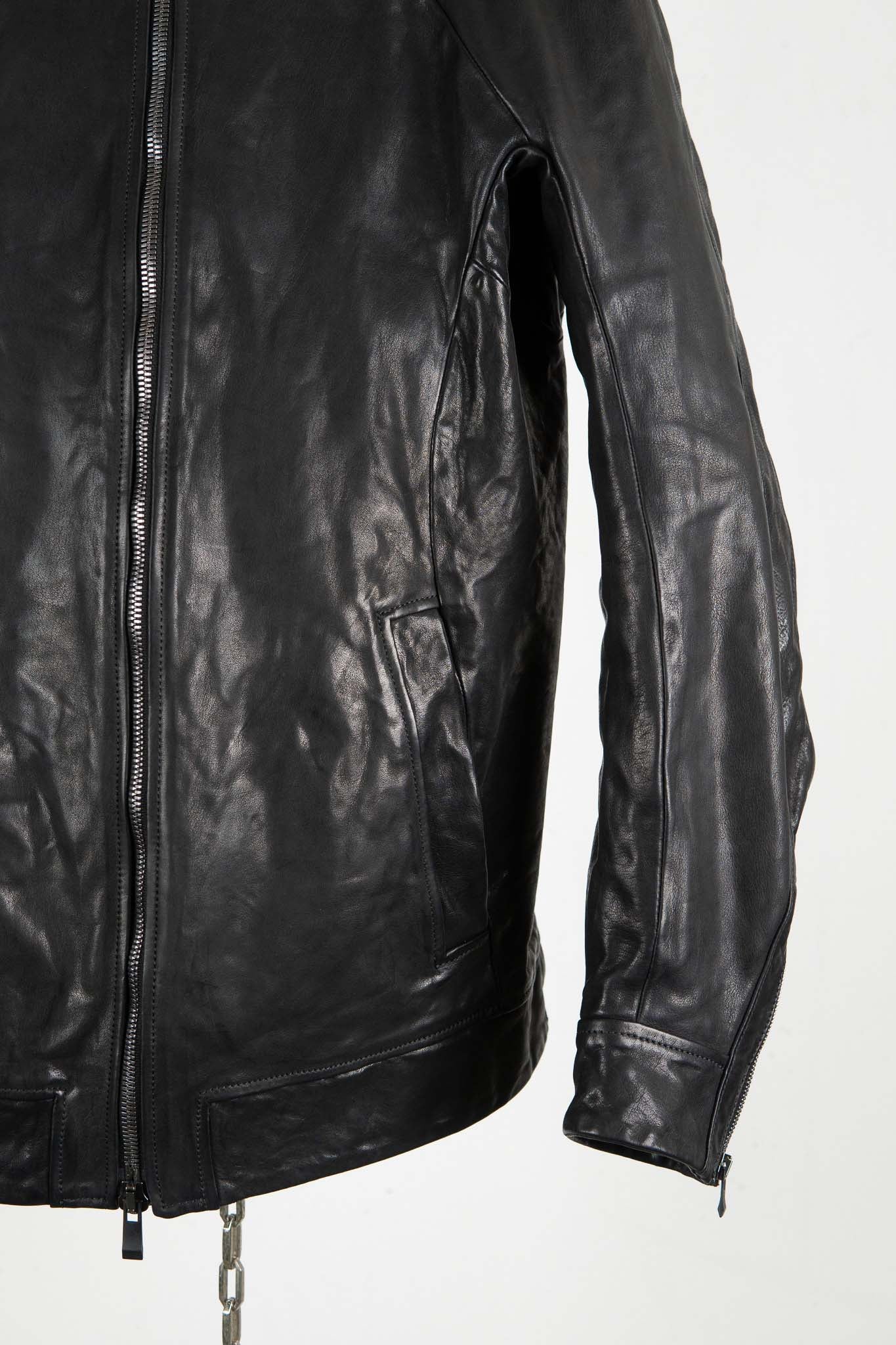 CALF SHOULDER LEATHER ZIP FRONT BLOUSON LINED  SJ-1