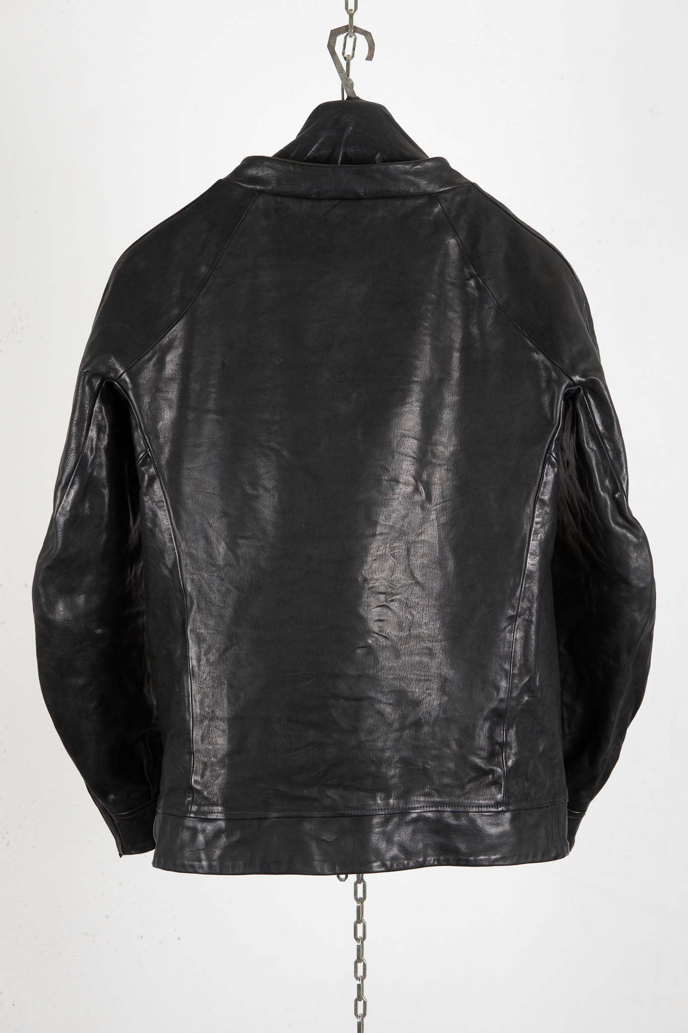 CALF SHOULDER LEATHER ZIP FRONT BLOUSON LINED  SJ-1