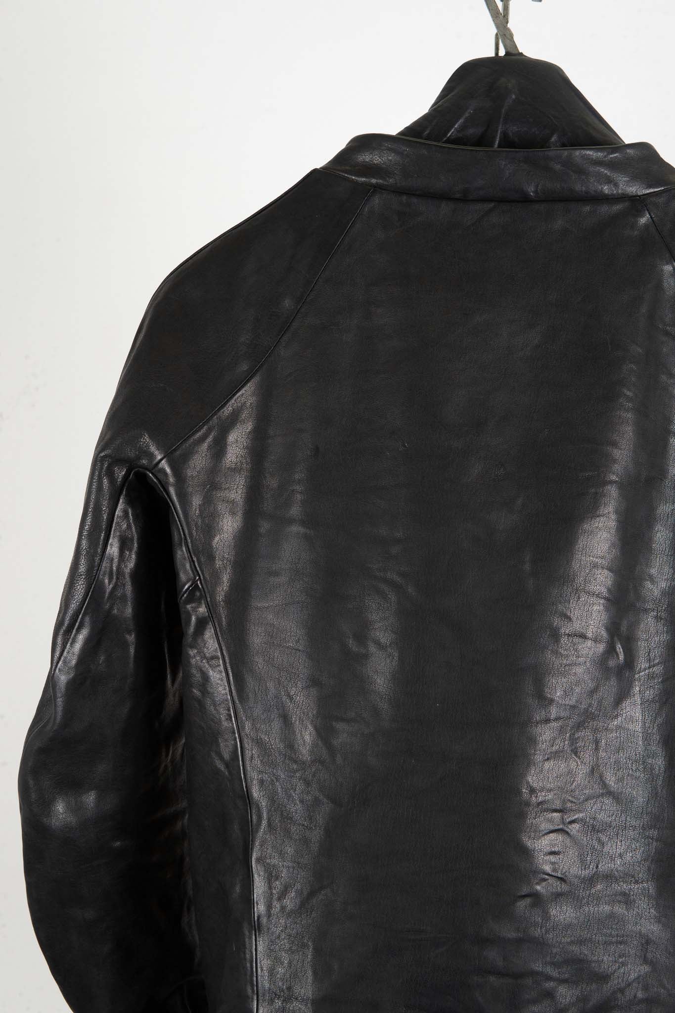 CALF SHOULDER LEATHER ZIP FRONT BLOUSON LINED  SJ-1