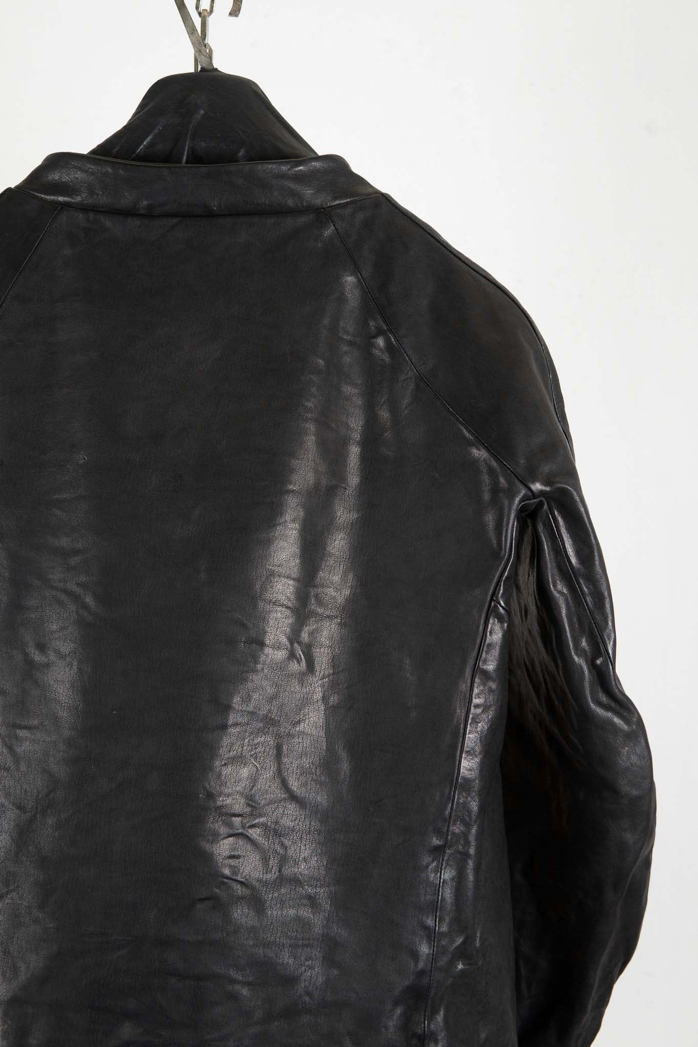 CALF SHOULDER LEATHER ZIP FRONT BLOUSON LINED  SJ-1