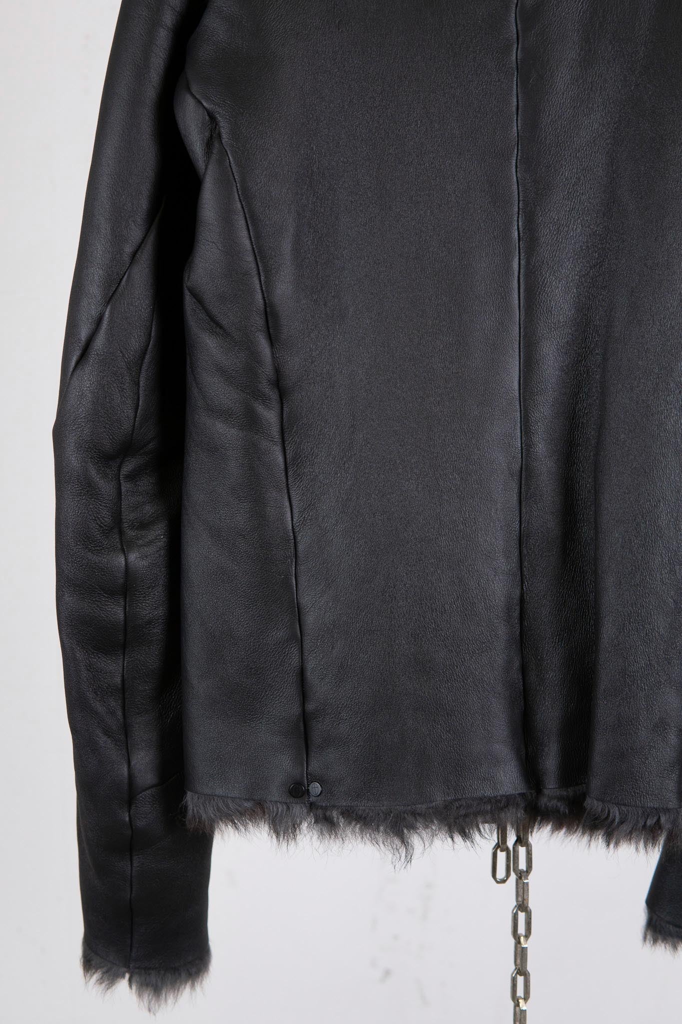 SHEEP SHEARLING HI-COLLAR CARVED ZIP BLOUSON LINED JB-9