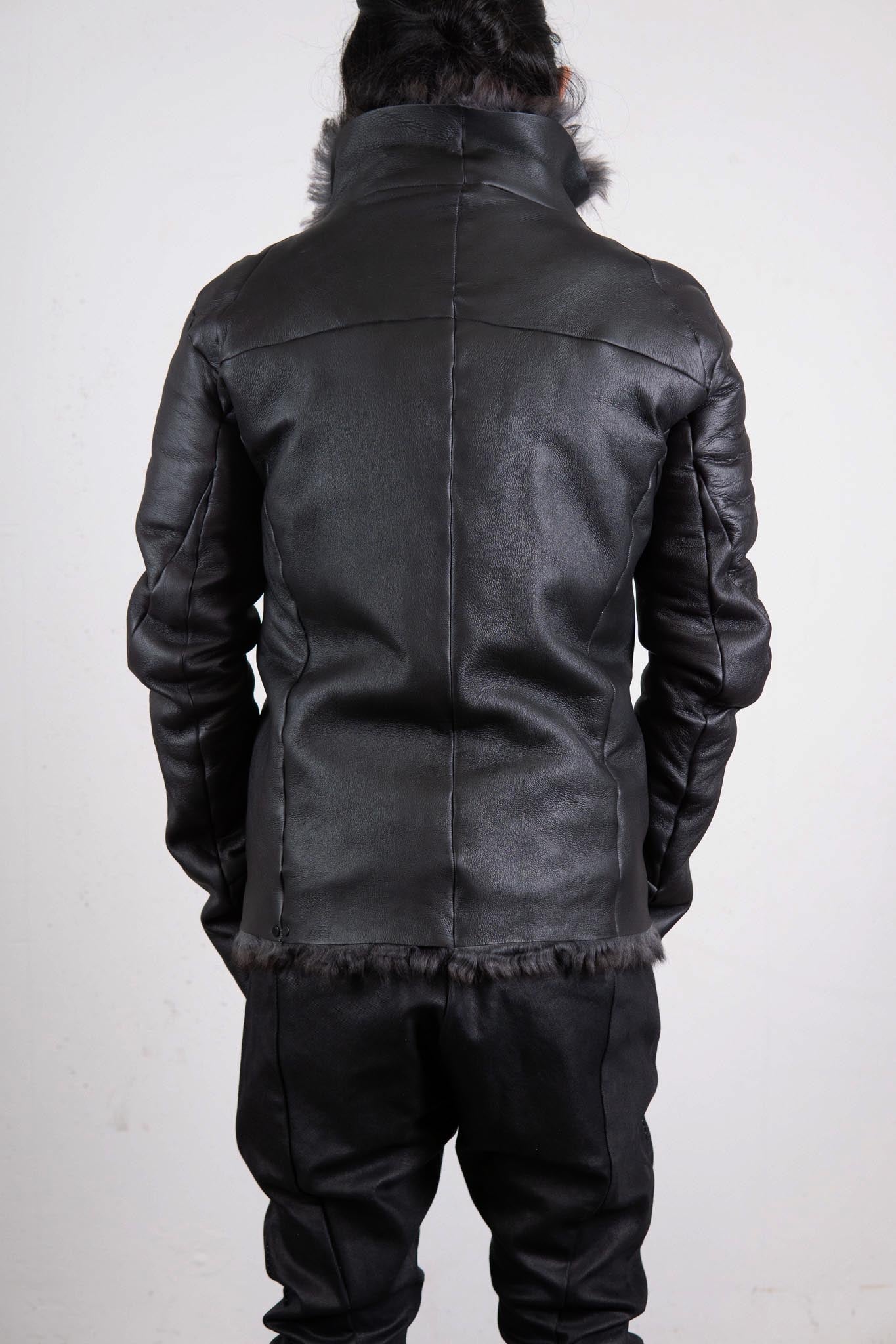 SHEEP SHEARLING HI-COLLAR CARVED ZIP BLOUSON LINED JB-9