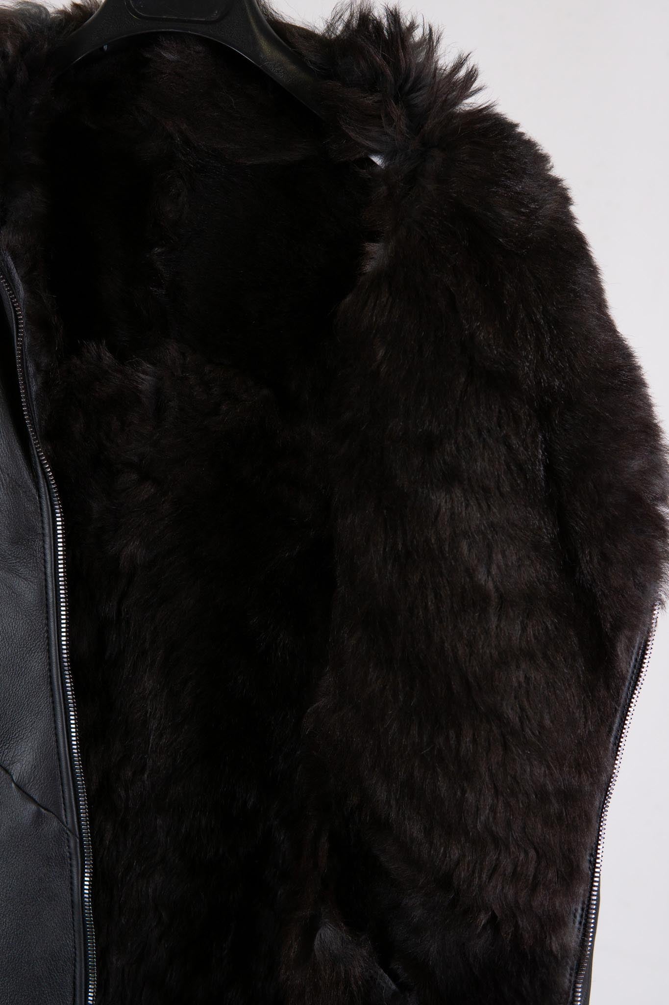 SHEEP SHEARLING HI-COLLAR CARVED ZIP BLOUSON LINED JB-9