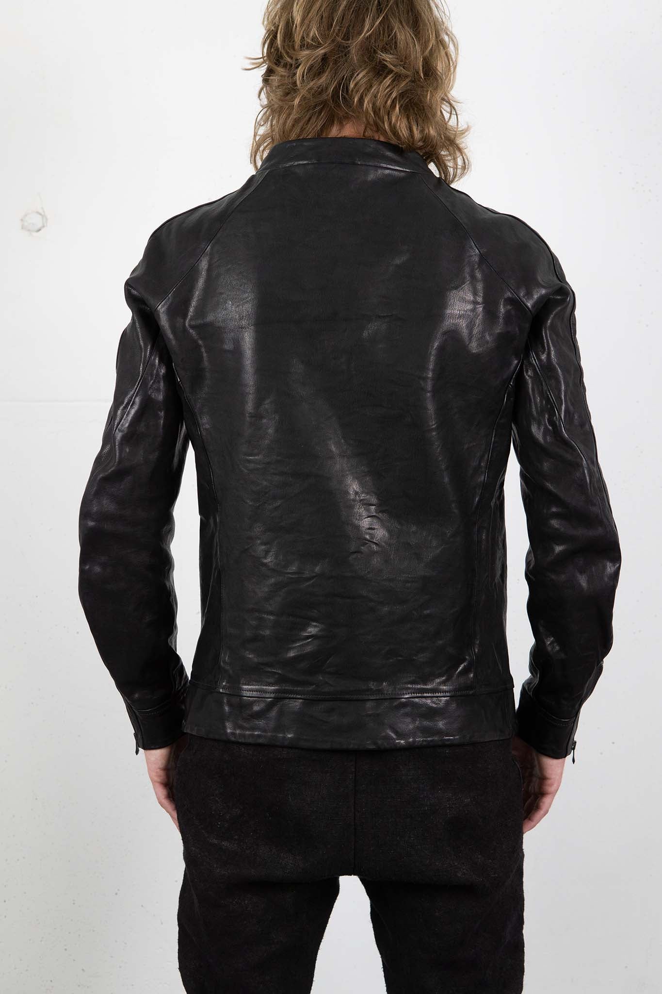 CALF SHOULDER LEATHER ZIP FRONT BLOUSON LINED  SJ-1