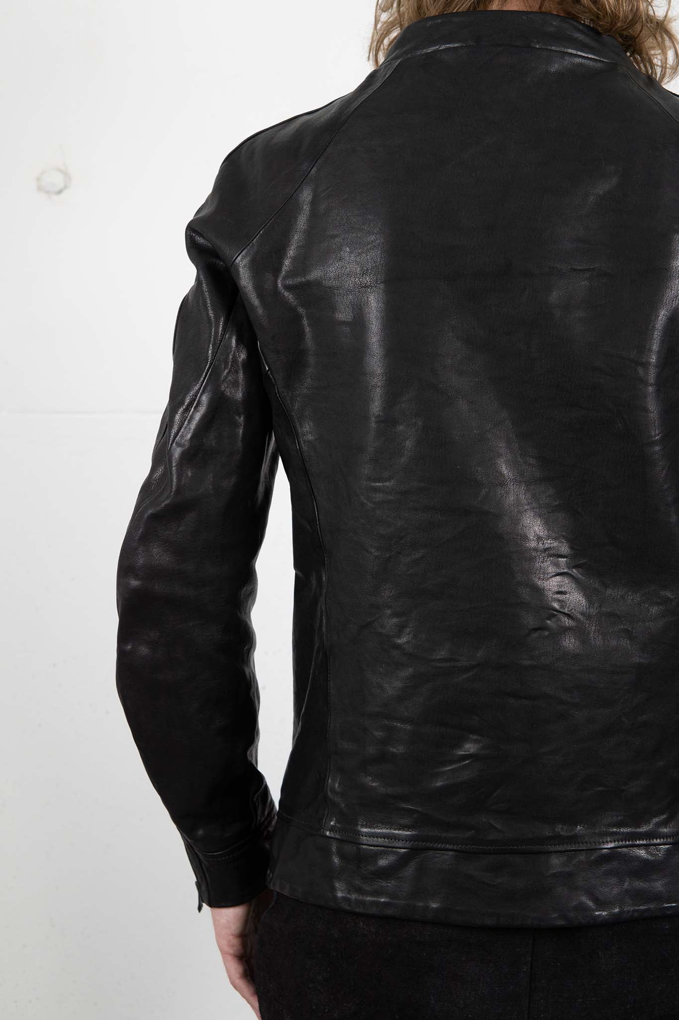 CALF SHOULDER LEATHER ZIP FRONT BLOUSON LINED  SJ-1