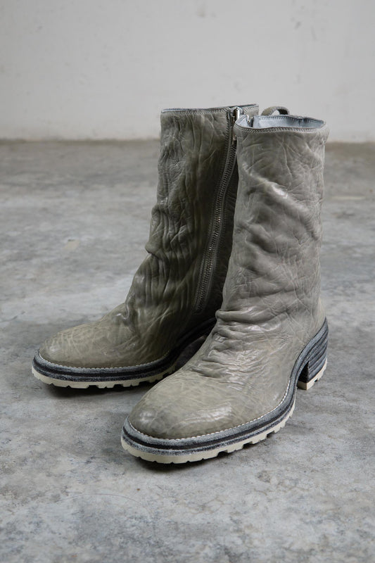 HORSE WHTE RG LEATHER SZ-1L SIDE ZIP LONG LINED #2LEATHER SOLES+VIBRAM  PIECE DYED