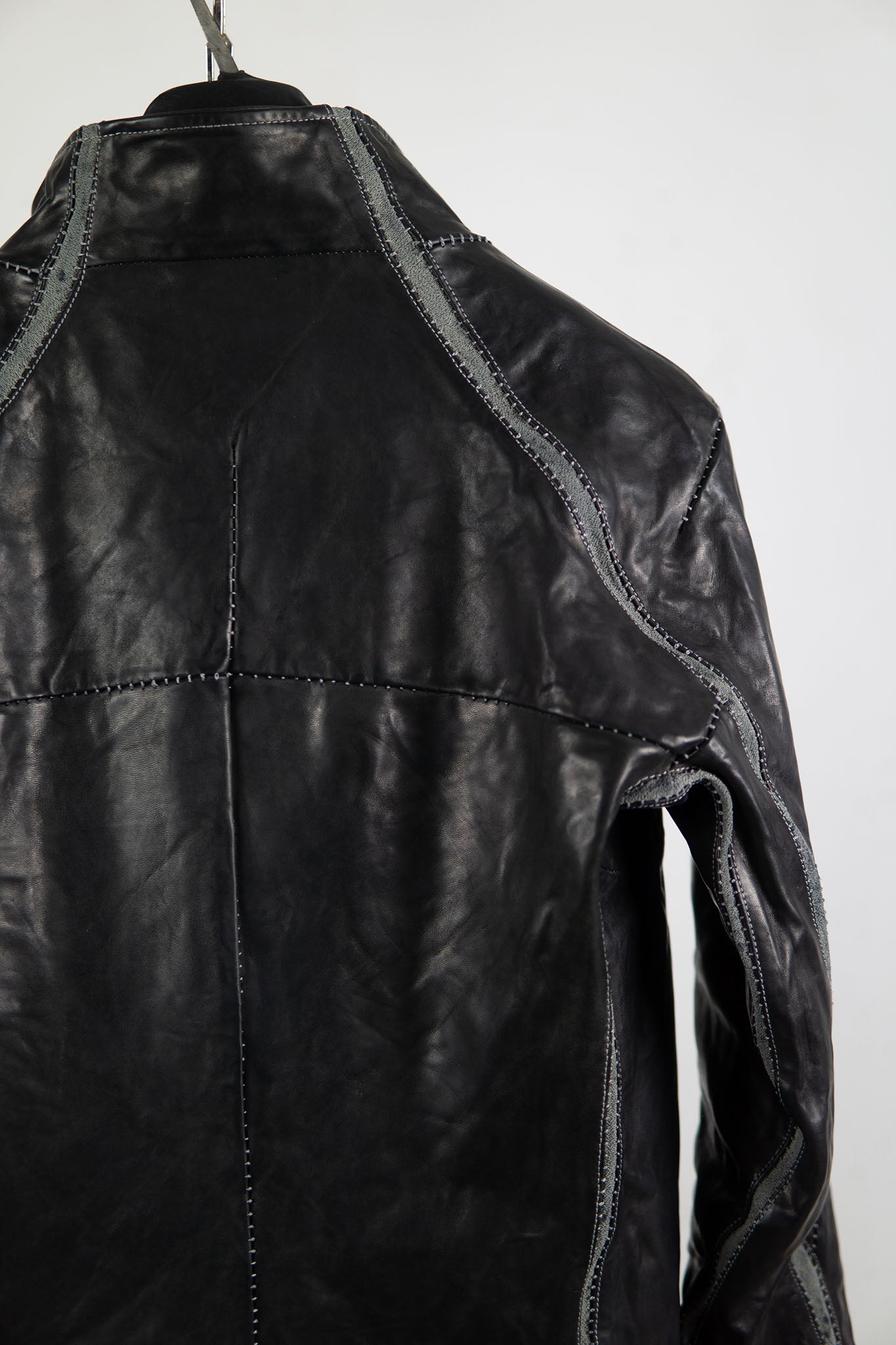 HORSE LEATHER HIGH COLLAR JACKET W/ELASTIC LINED JB-7E