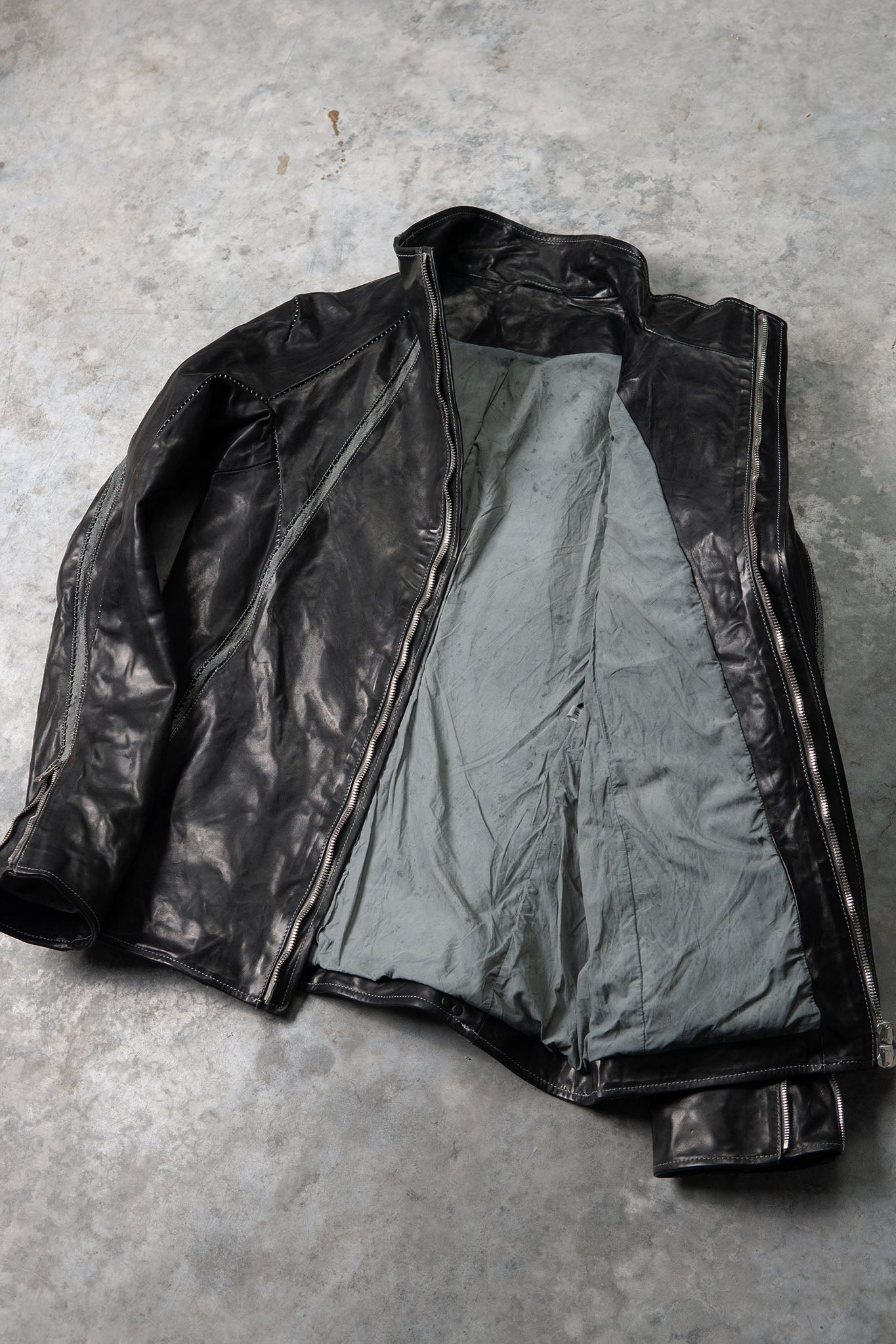 HORSE LEATHER HIGH COLLAR JACKET W/ELASTIC LINED JB-7E