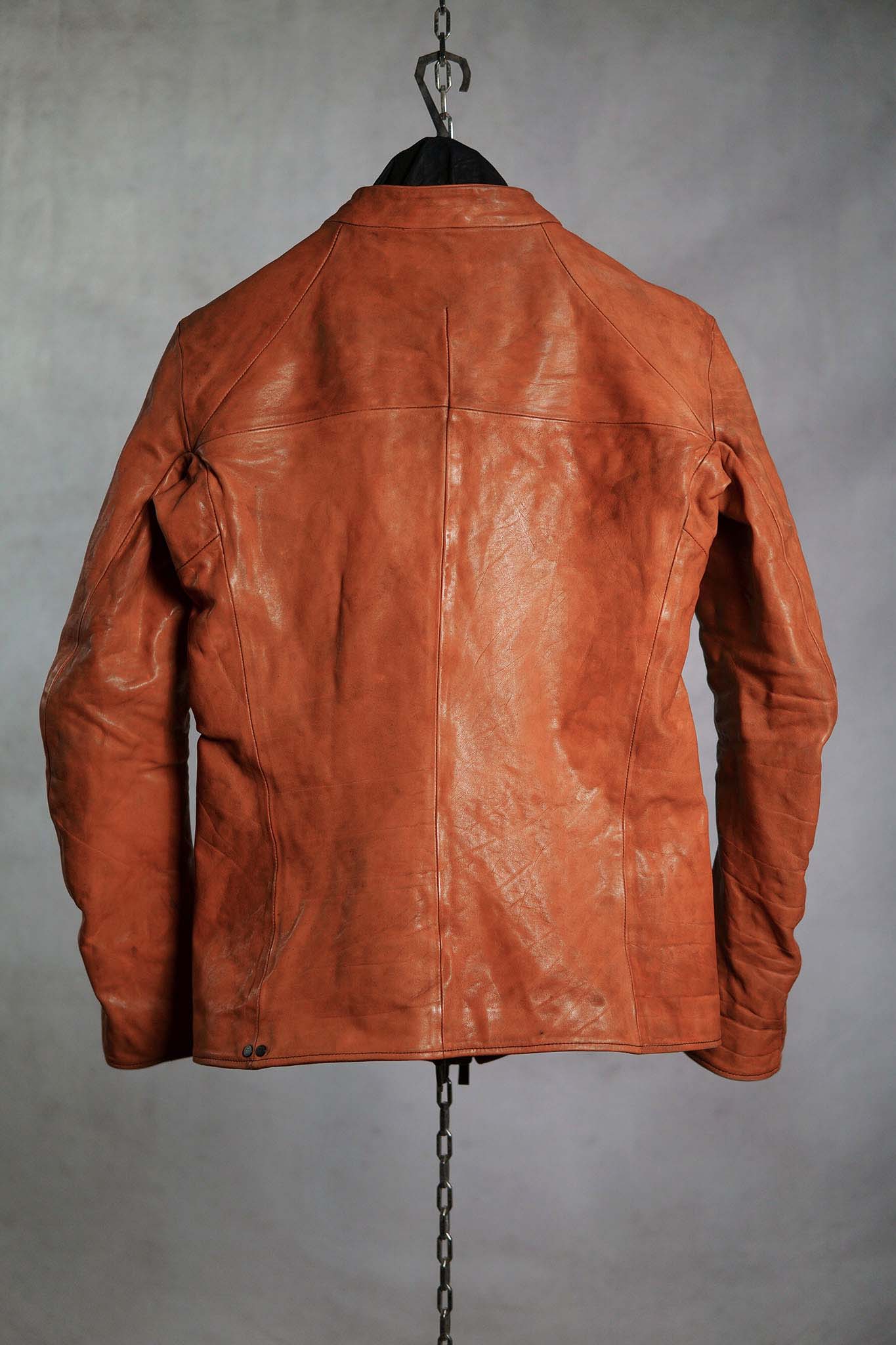 CALF LEATHER STAND UP COLLAR BIKER JACKET JB-2