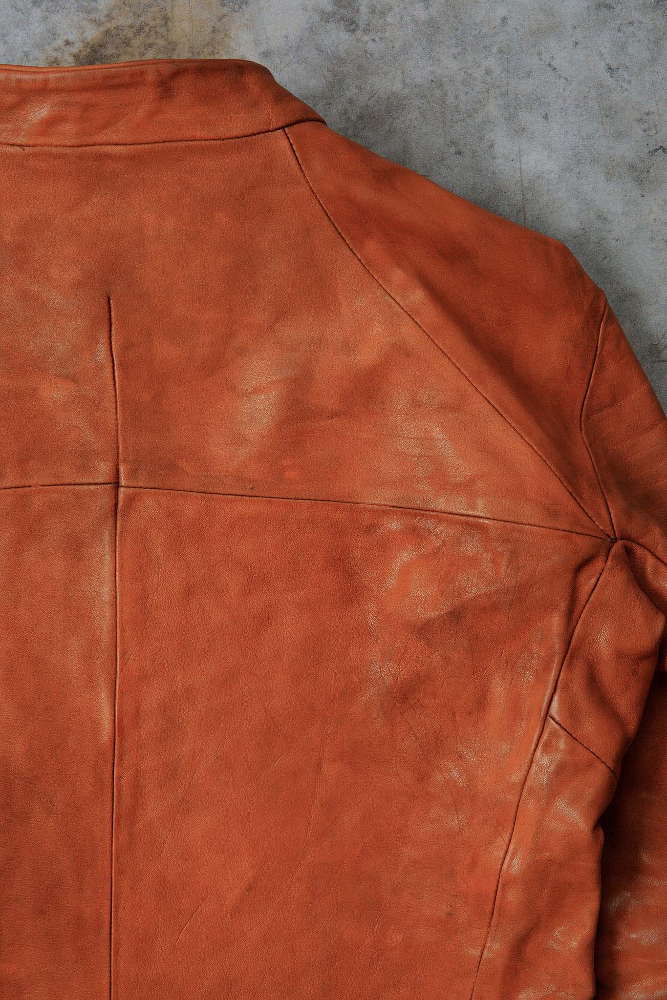 CALF LEATHER STAND UP COLLAR BIKER JACKET JB-2