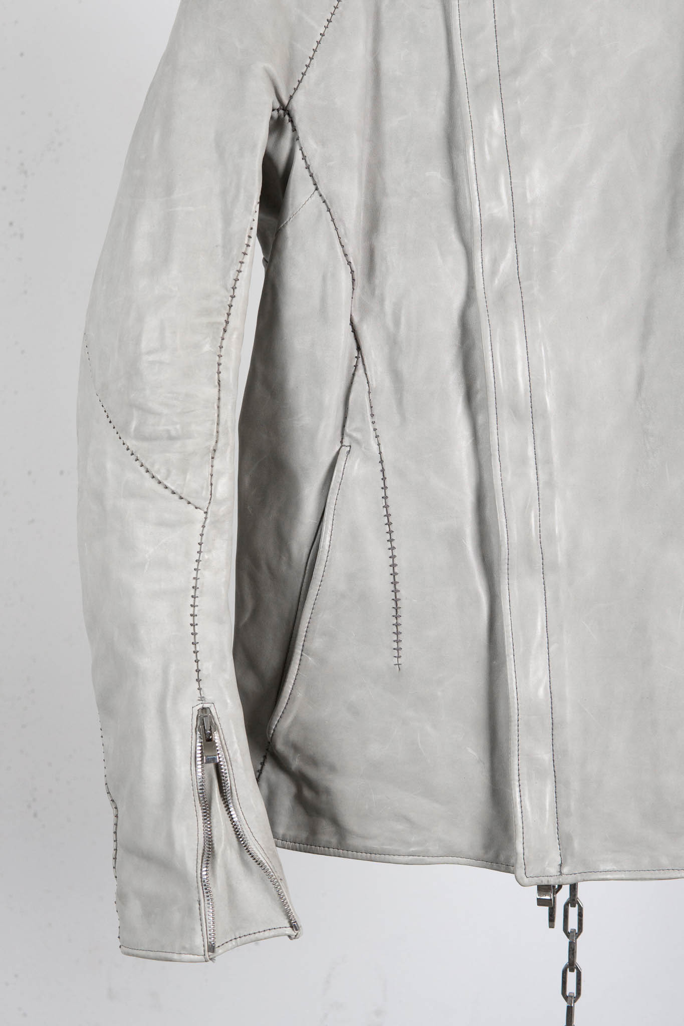 HORSE WHITE LEATHER HIGH COLLAR DARTS SHOULDER JACKET JB-5S